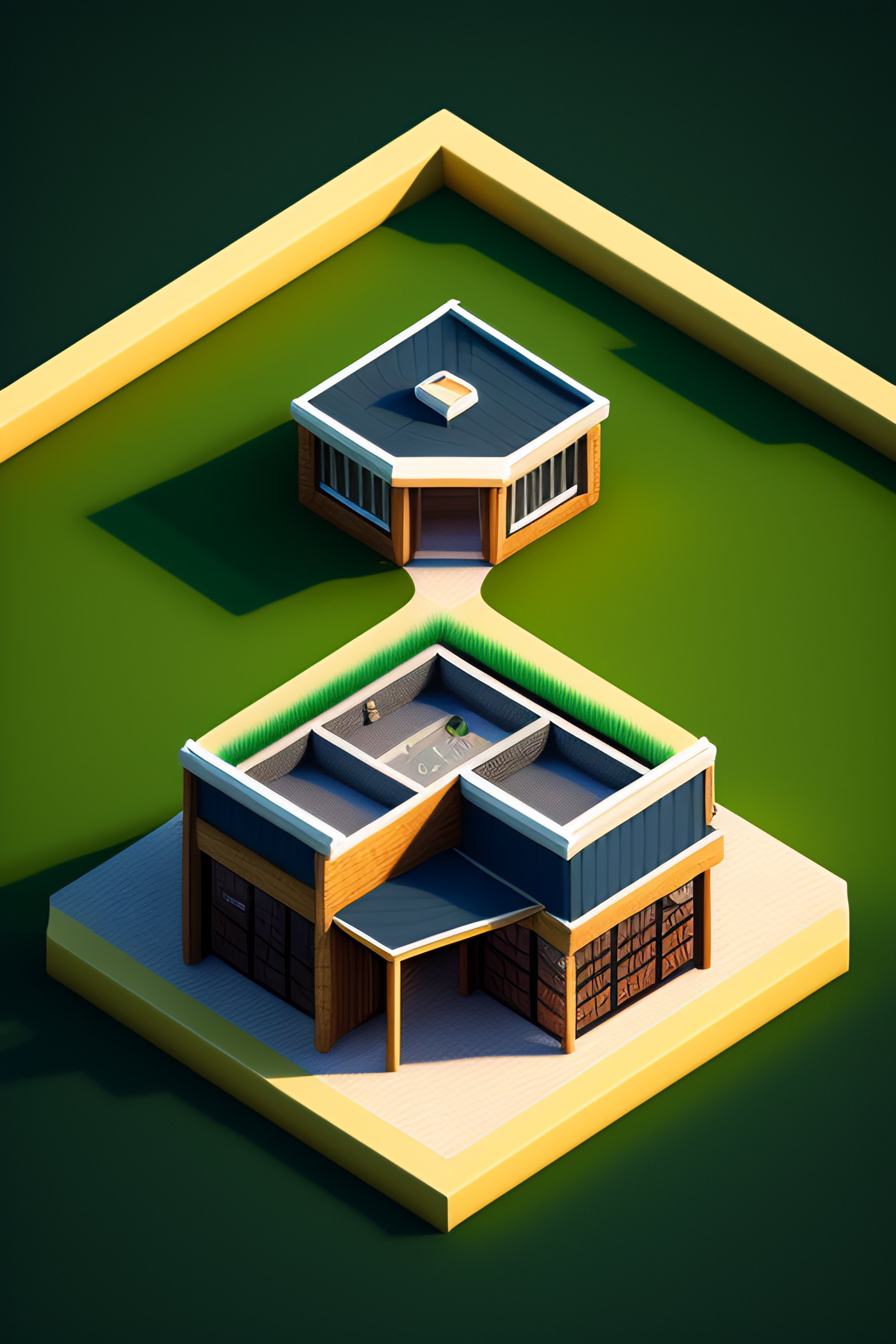Lexica - Isometric view of a clubhouse at a golf course