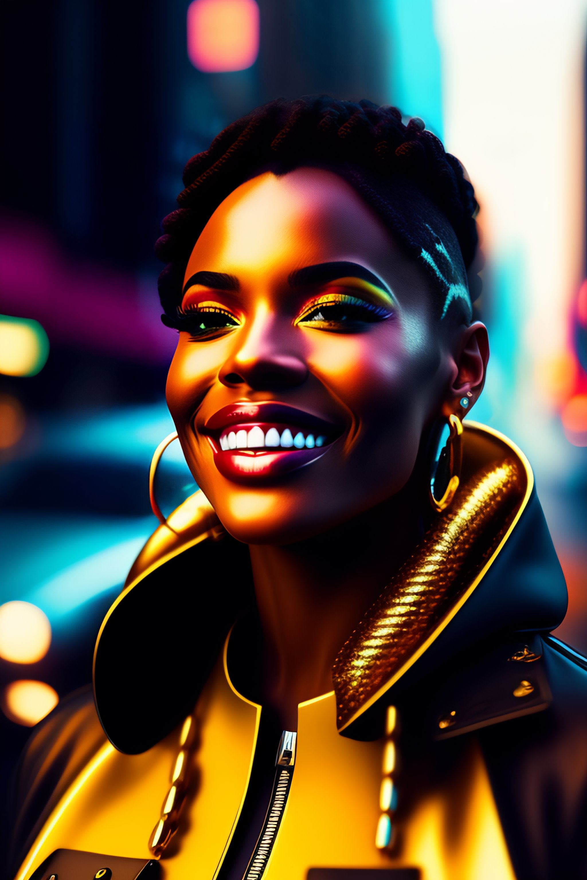 Lexica - Cyberpunk rapper new york low-rider car smiling with gold teeth