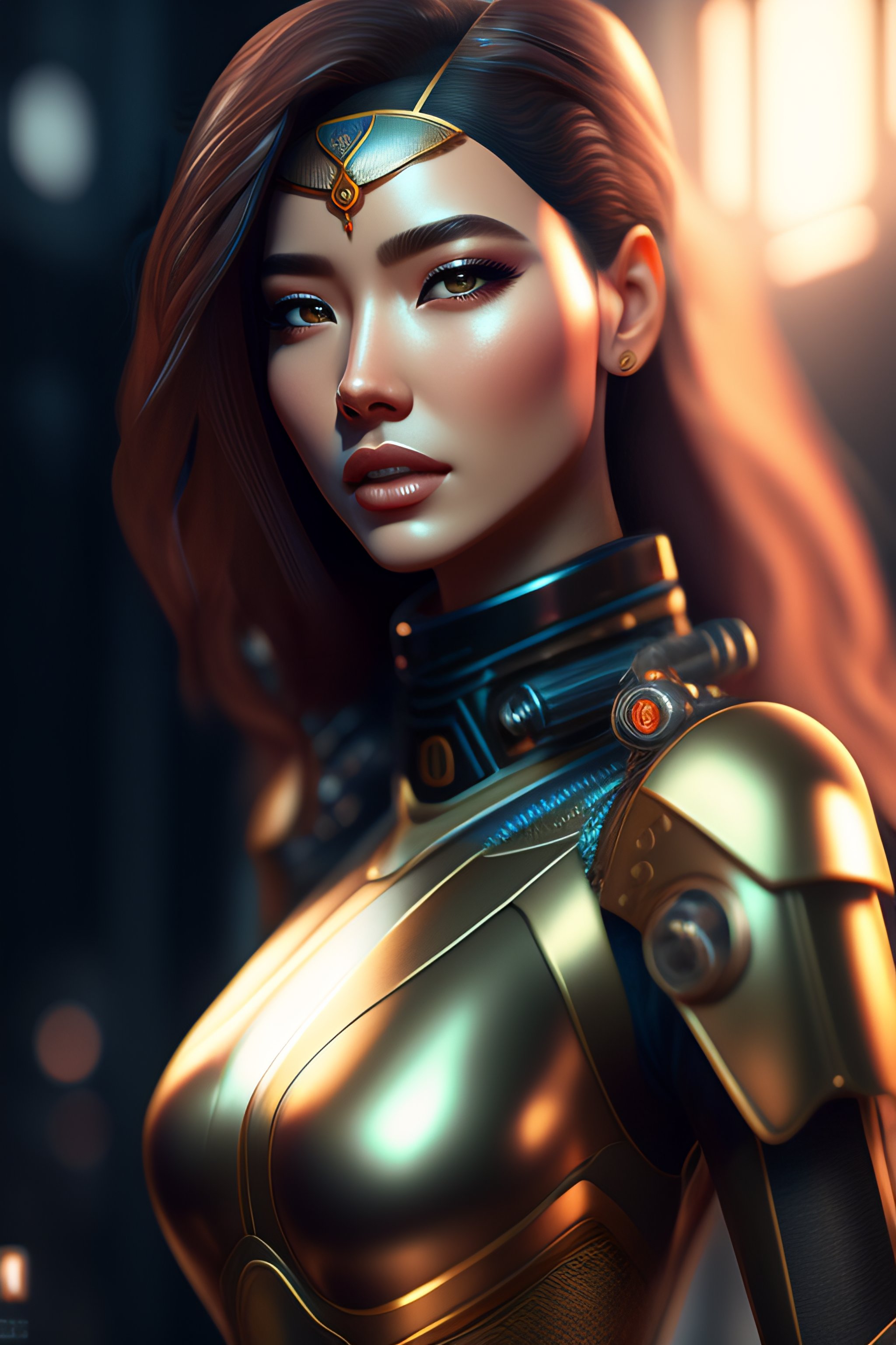 Lexica - Mechanical female android looking, cinematic lighting ...