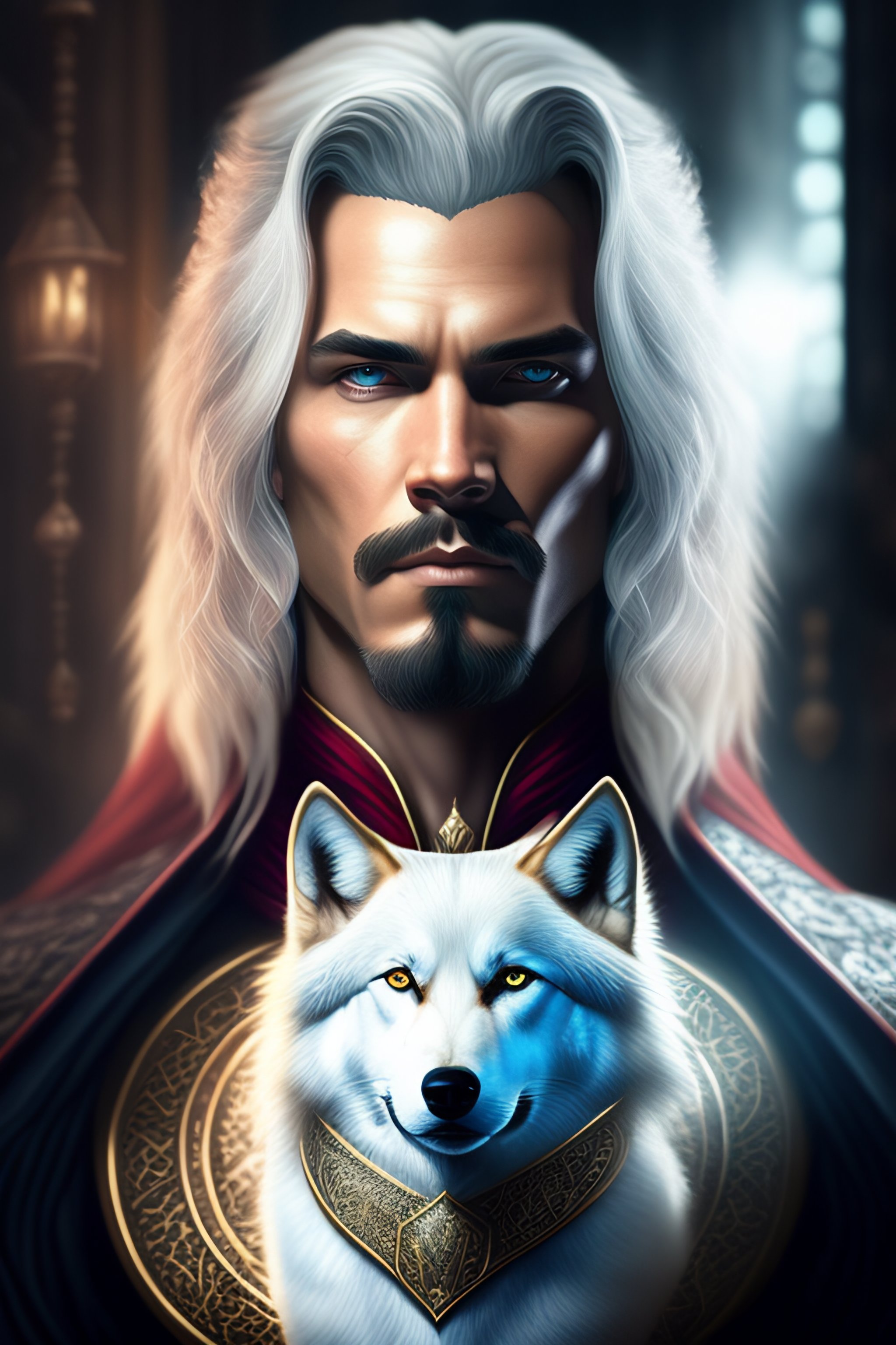 Lexica - White wolf, realistic, detailed, doctor strange style