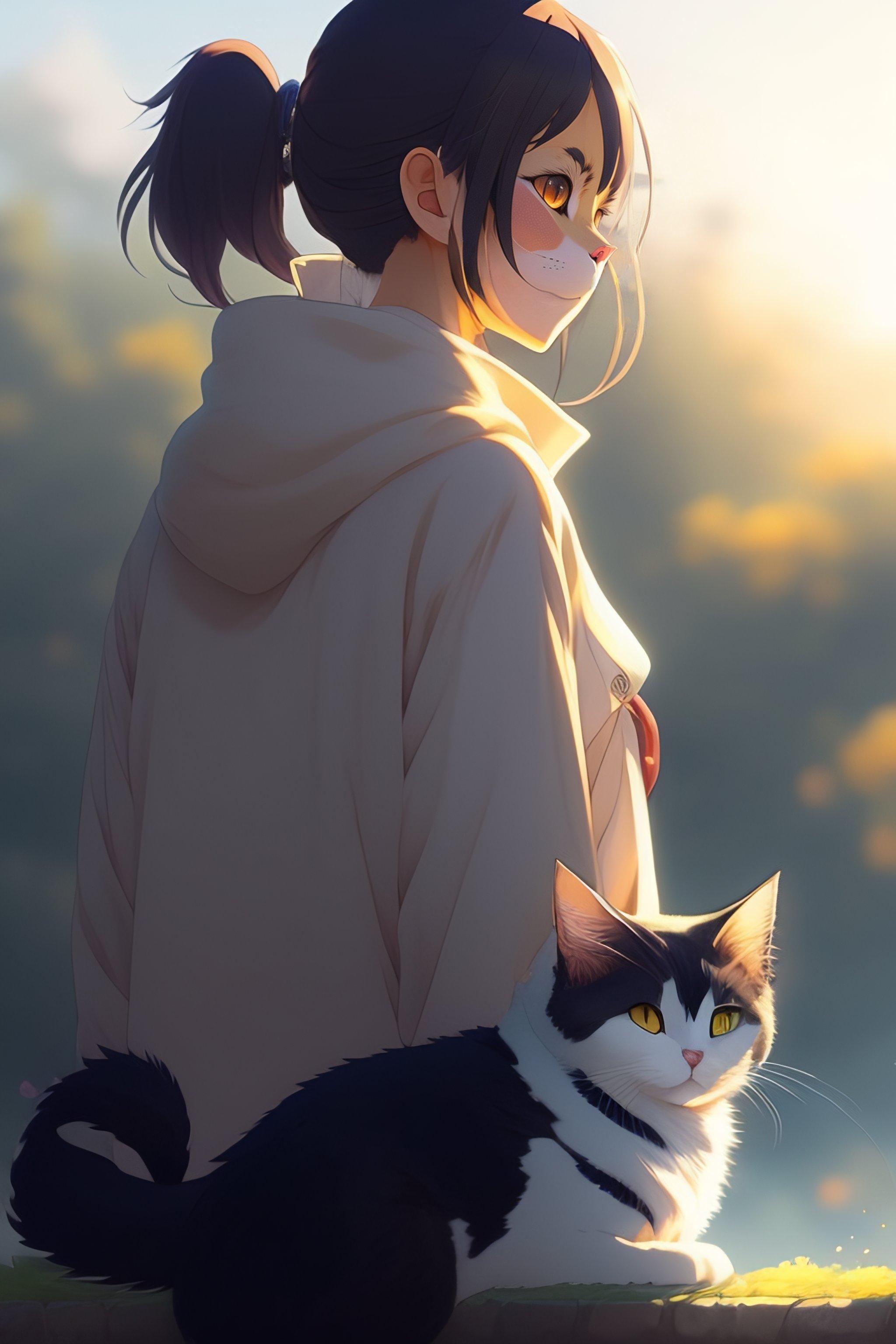 Lexica - Cat in love cute anime by greg rutkowski makoto shinkai studio ...
