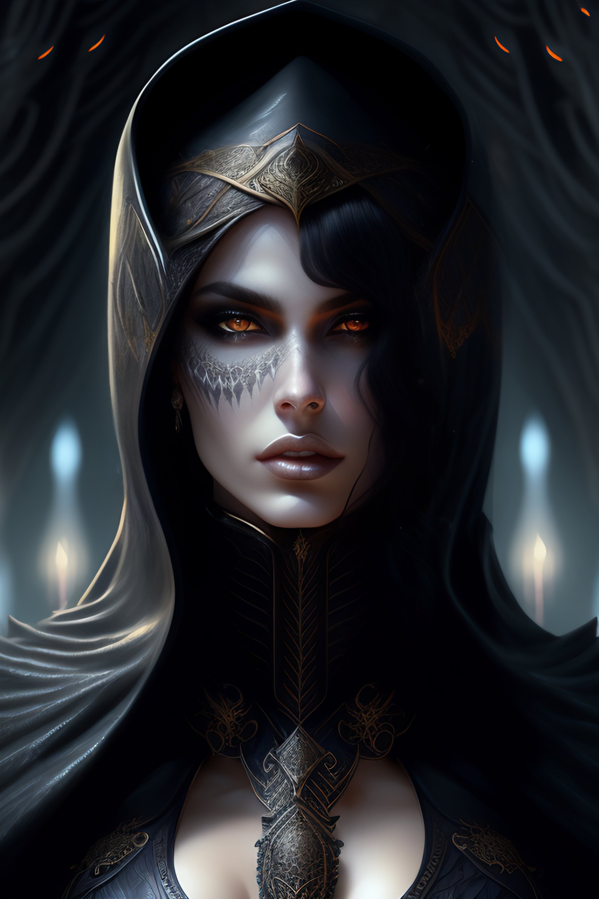 Lexica - Intricate portrait of a horrifying pale assassin dusk elf ...