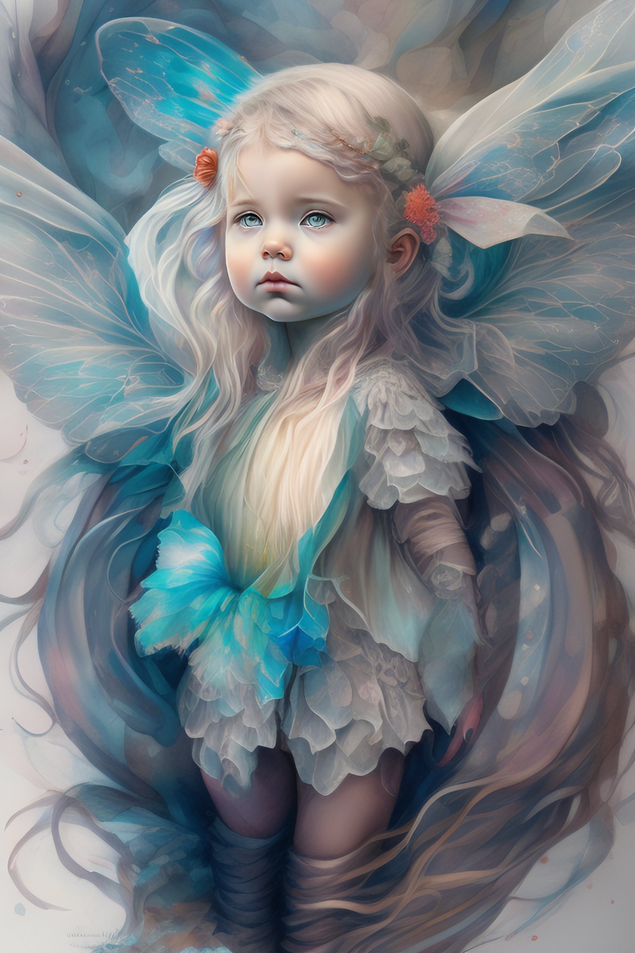 Lexica - Full figure pencil drawing 2ears toddler summer fairy, water ...