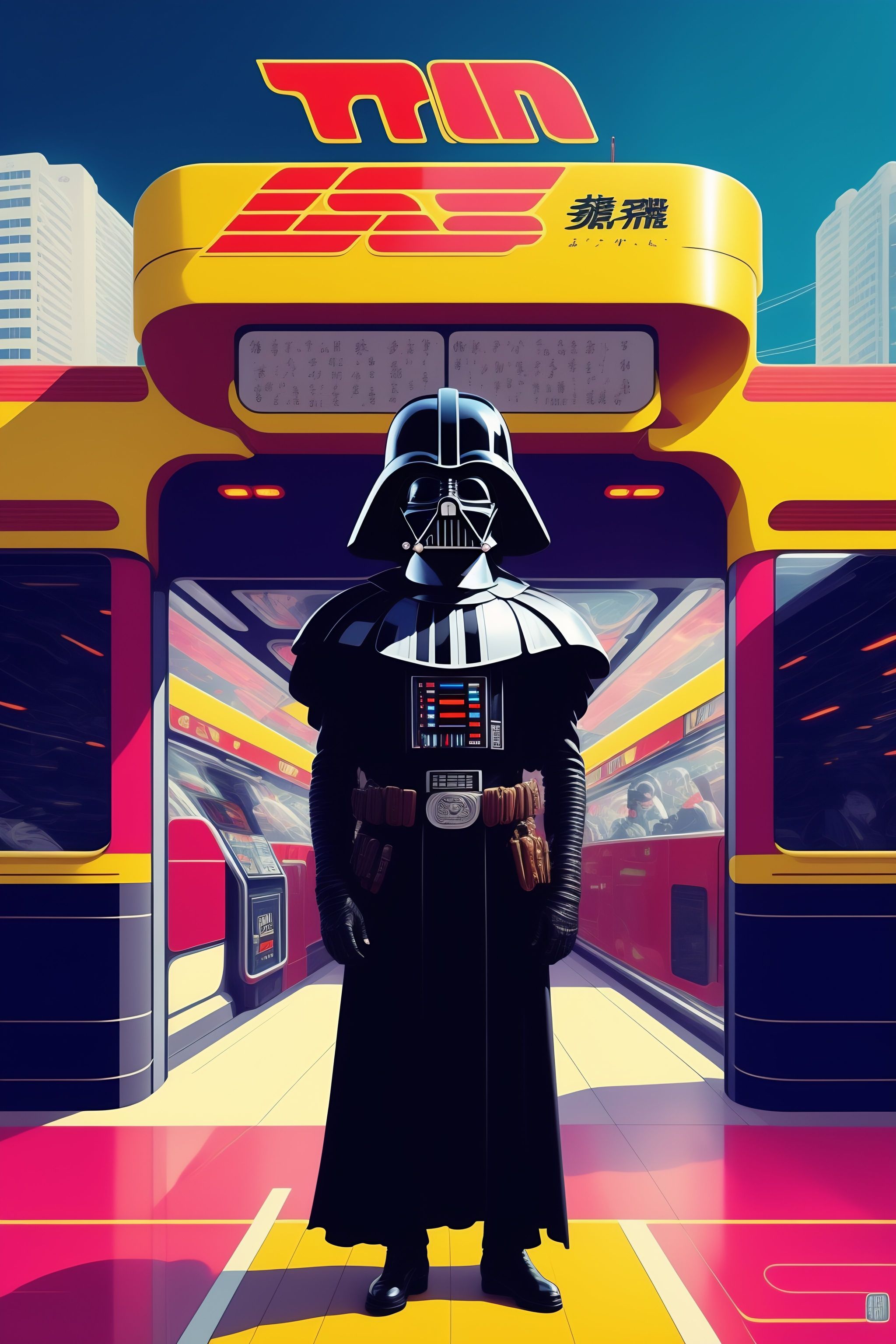 Lexica - Stylish Darth Vader in the style of 90's vintage anime ...