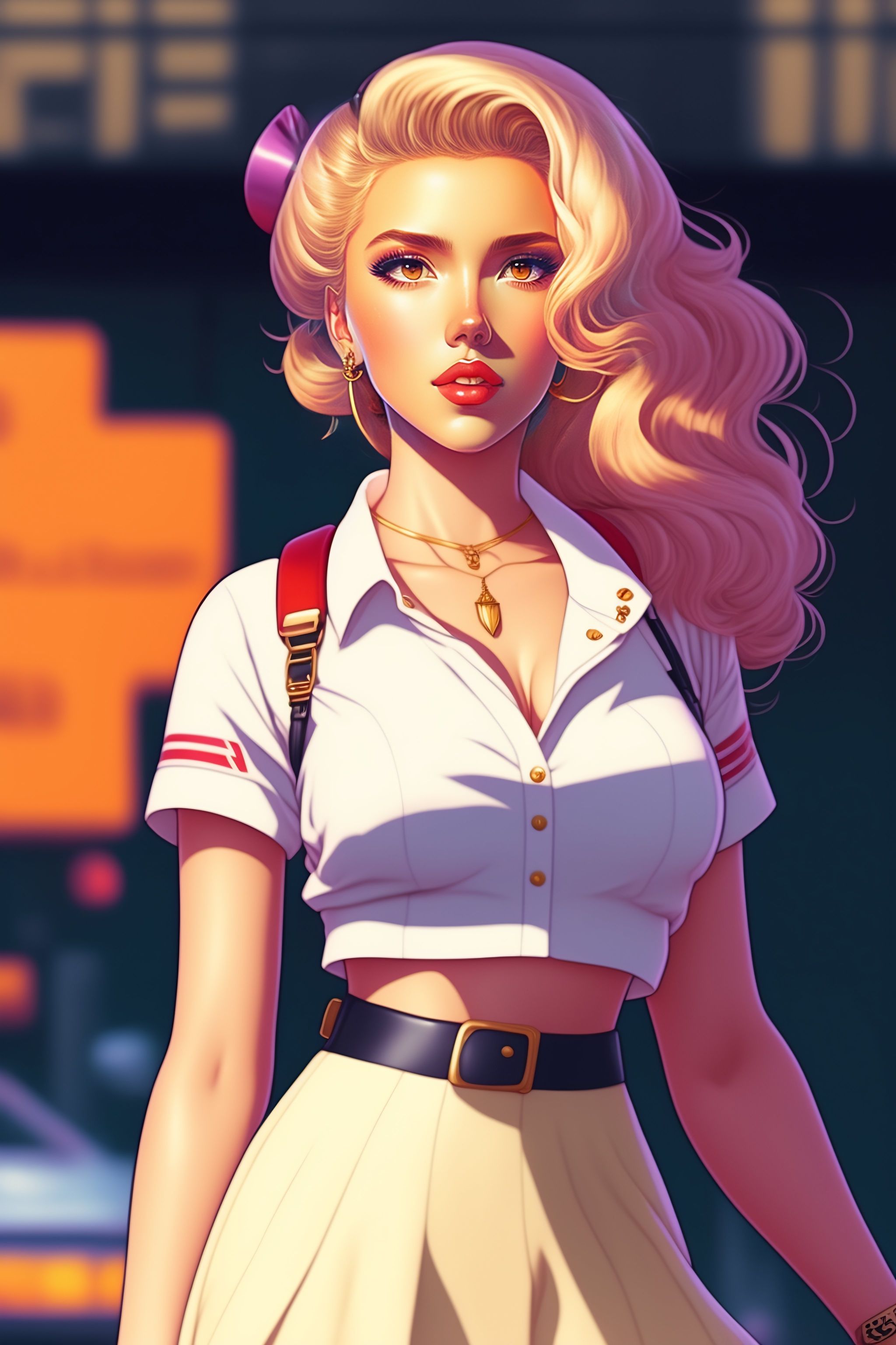 Lexica Vintage 80s Anime Style Schoolgirl Scarlett Johansson