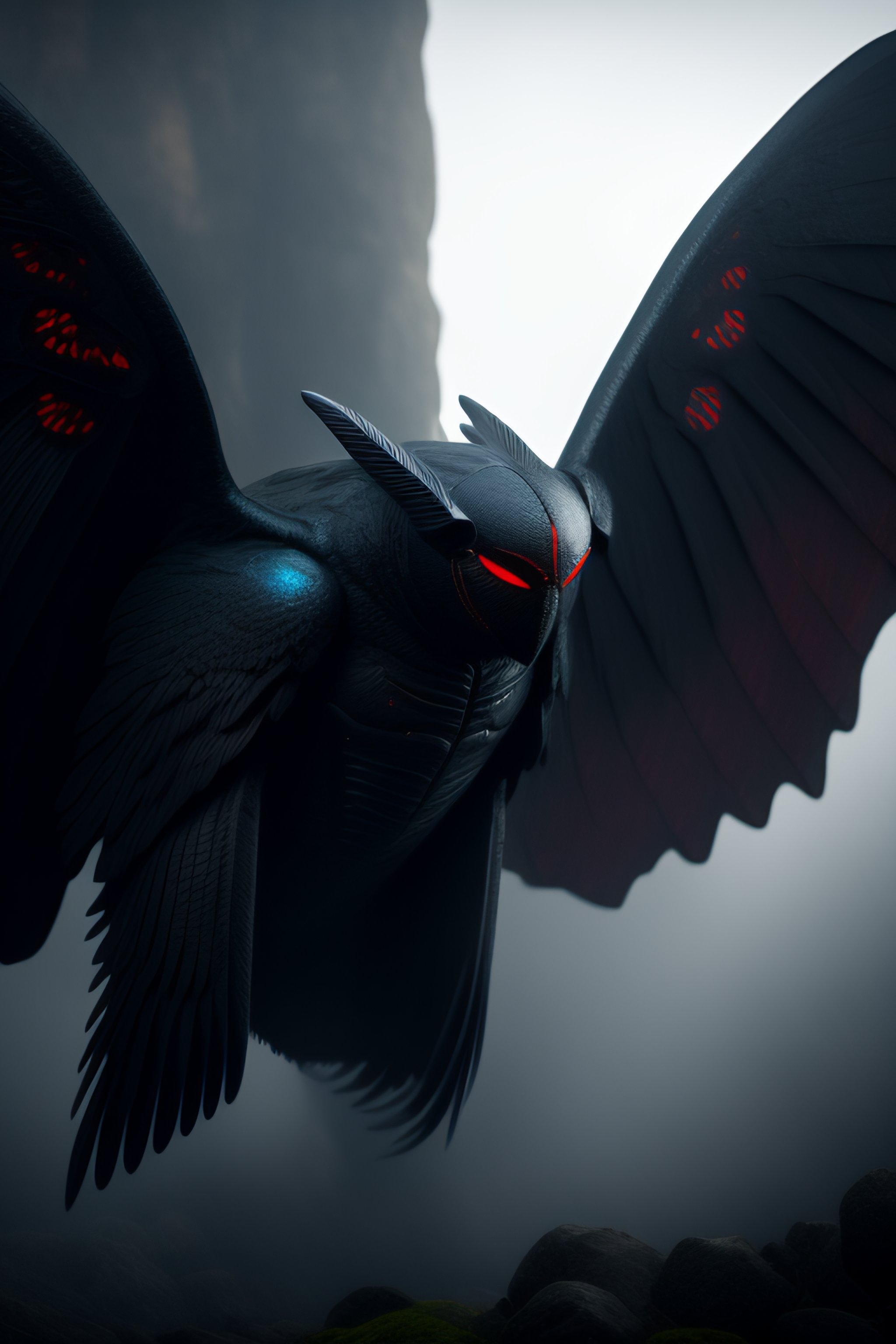 Lexica - Mothman made with black stone, Giovanni Strazza sculpt style ...