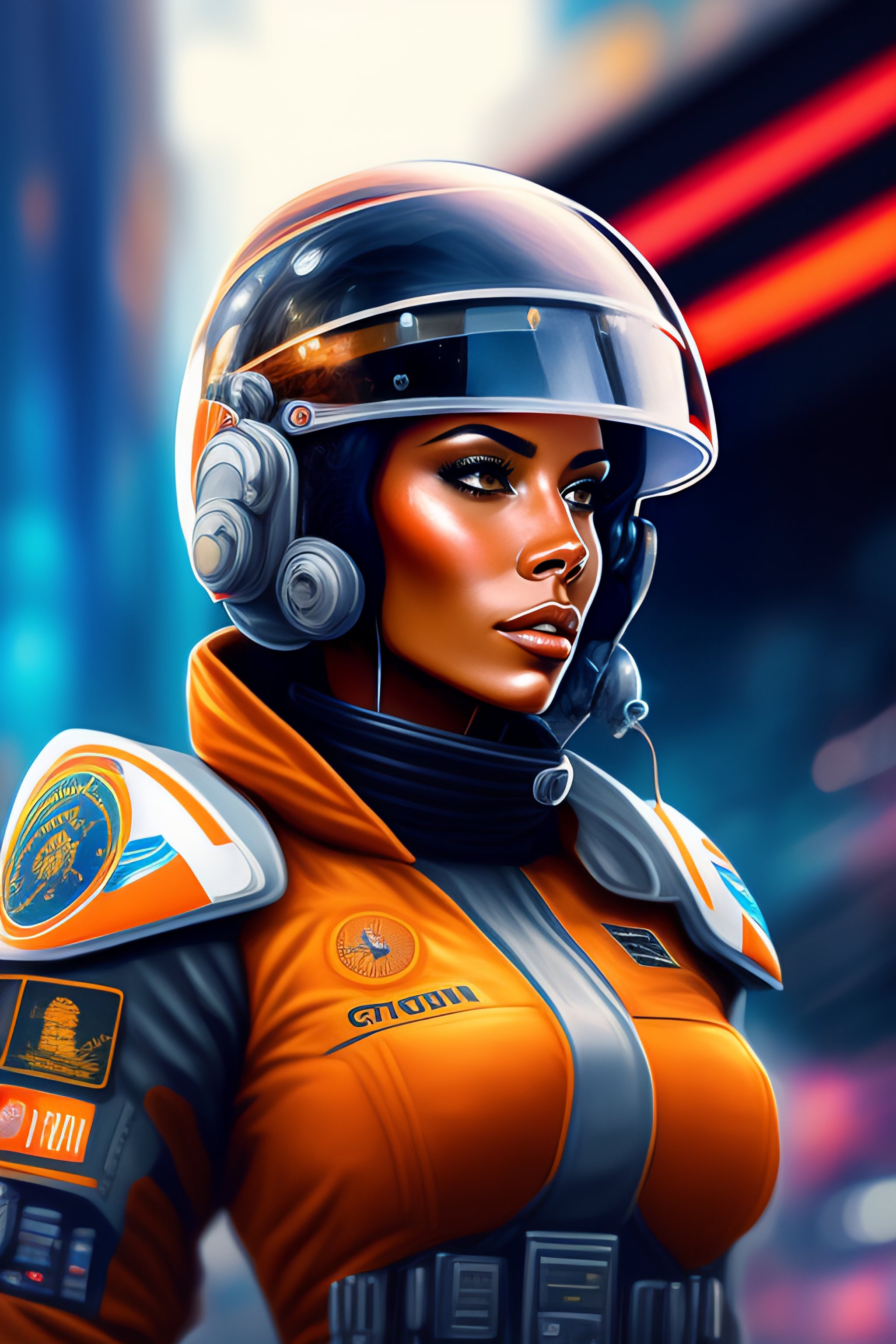 Lexica - Cyborg pilot women, with a bitcoin coin name in the helmet ...