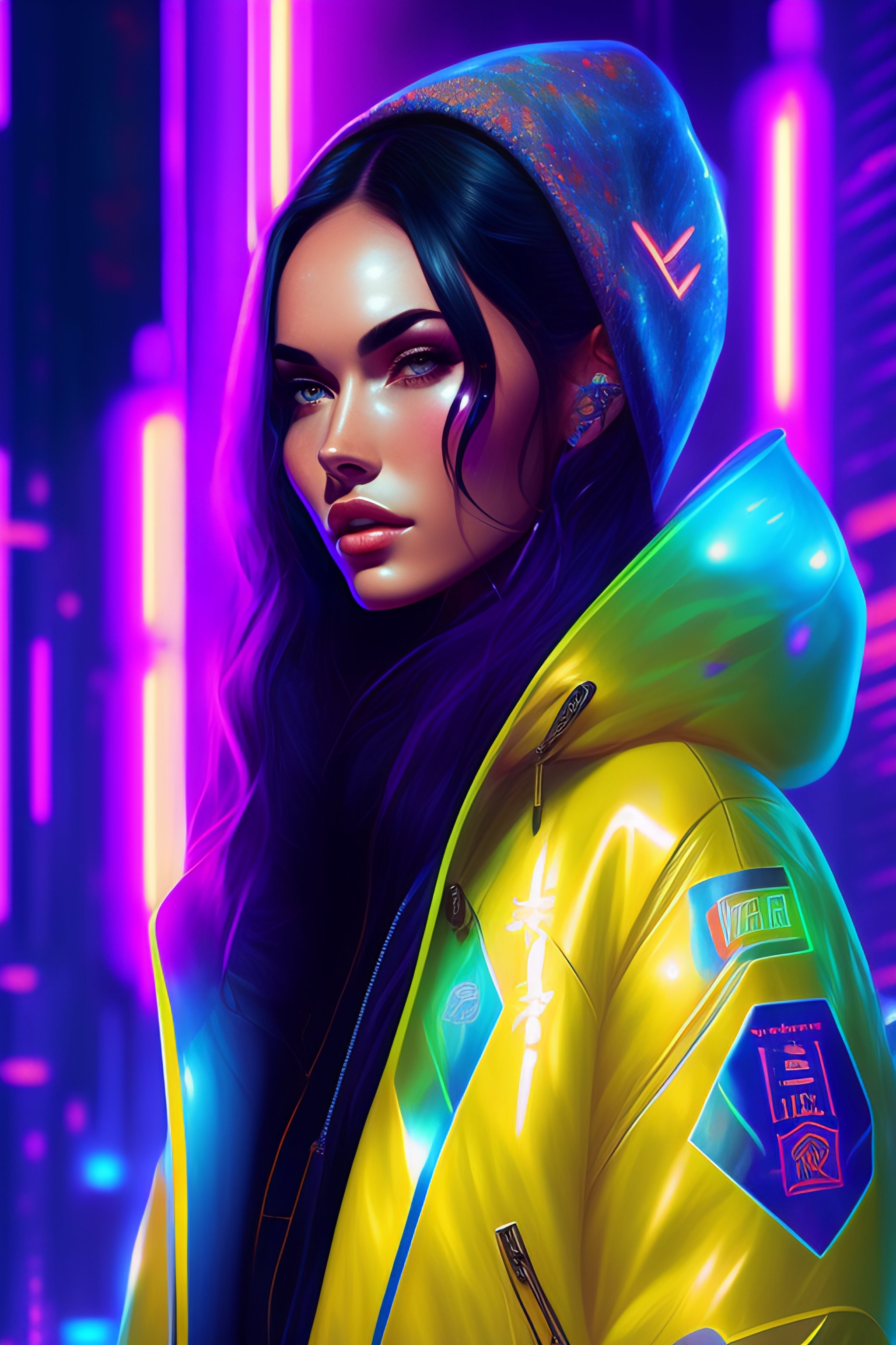 Lexica - Detailed portrait megan fox neon operator girl cyberpunk ...