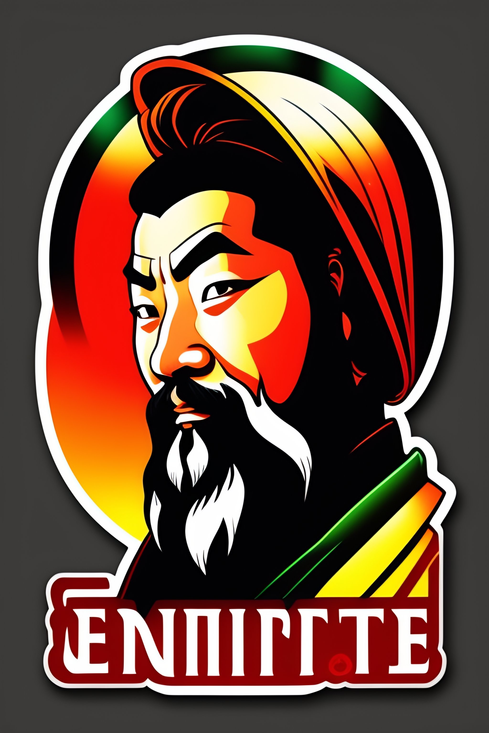 Lexica Evil Cartoon Confucius Sticker Anime Style Solid Background