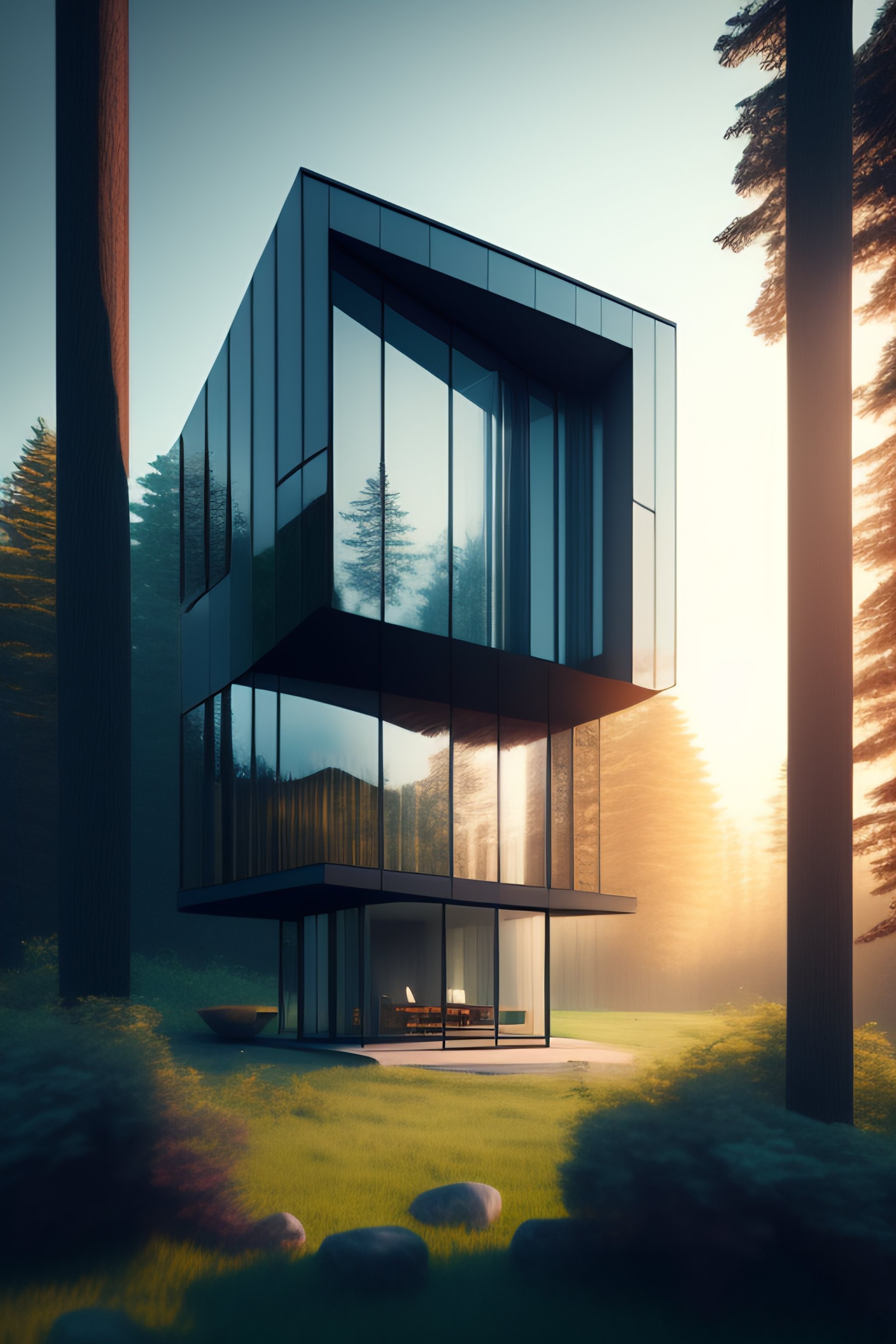 Lexica - A modern house made of glass on a beach near a beautiful ...