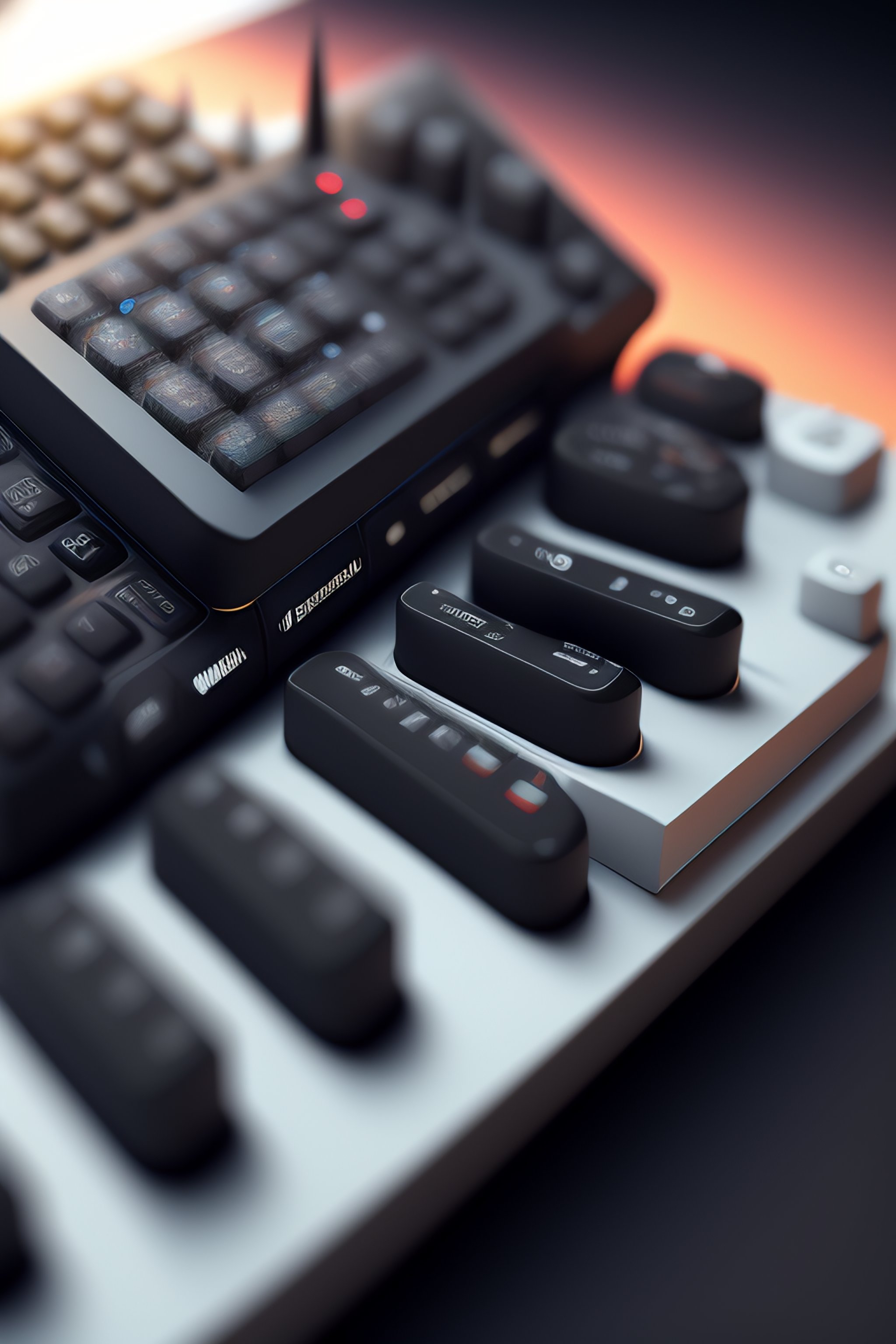 Lexica - Left-handed keyboard synthesizer, only keyboard, 3d isometric ...