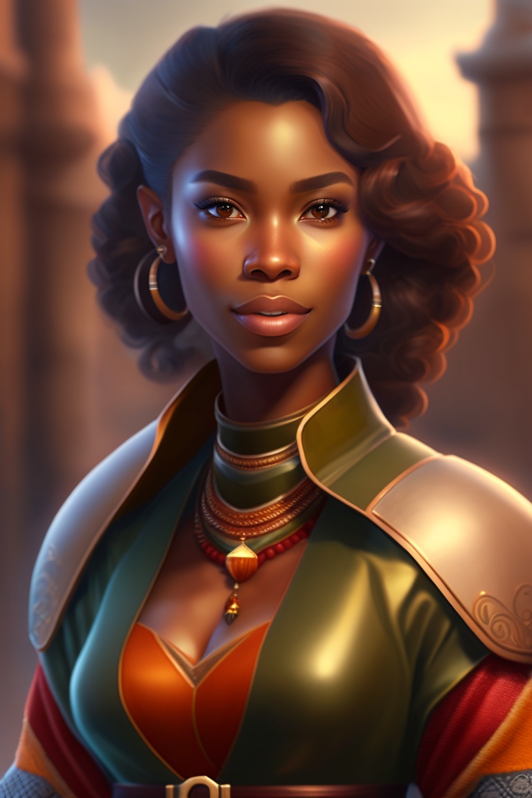 Lexica - Elf woman with brown skin, loose and short brown hair, in ...