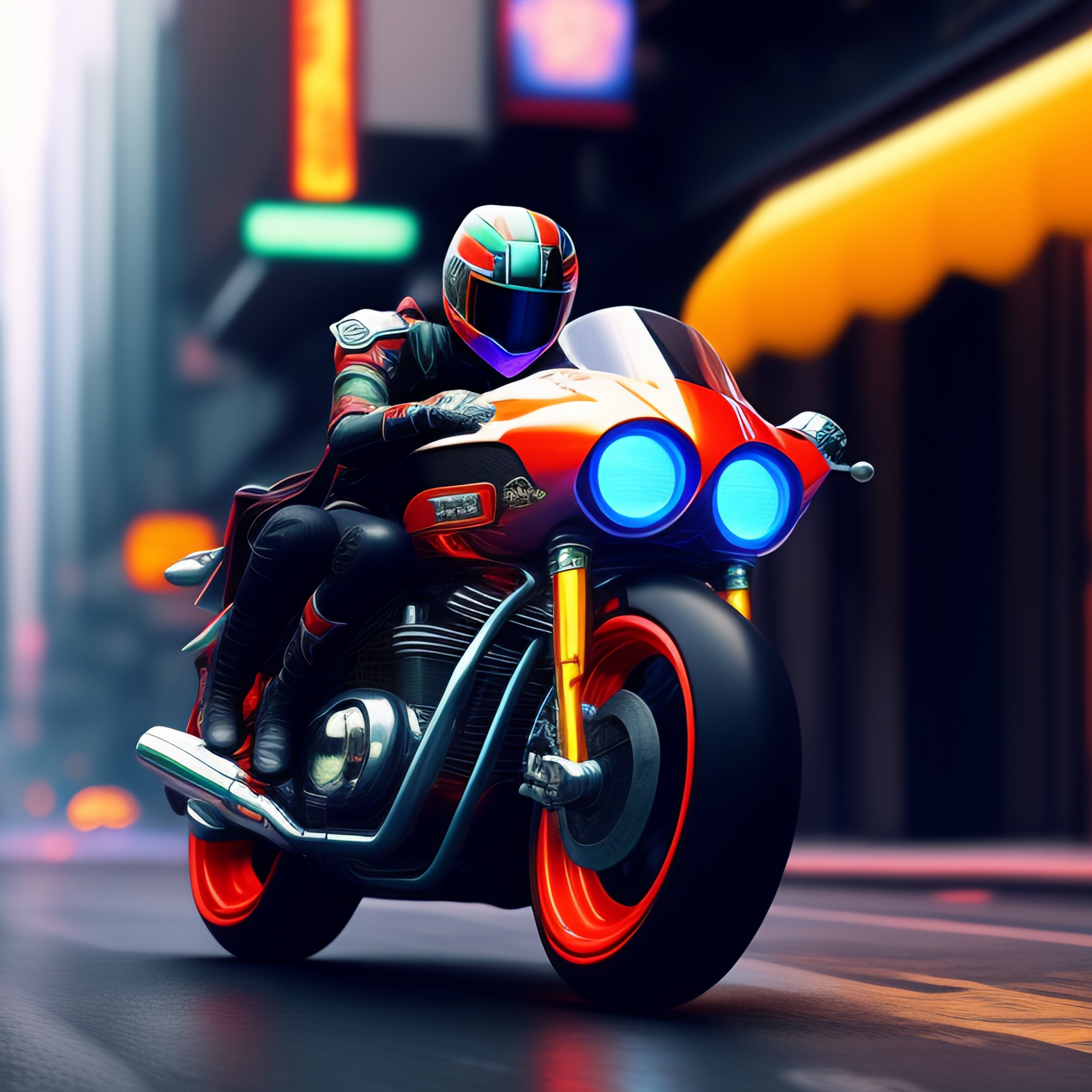 Lexica Kamen rider ride motorcycle in cyberpunk street
