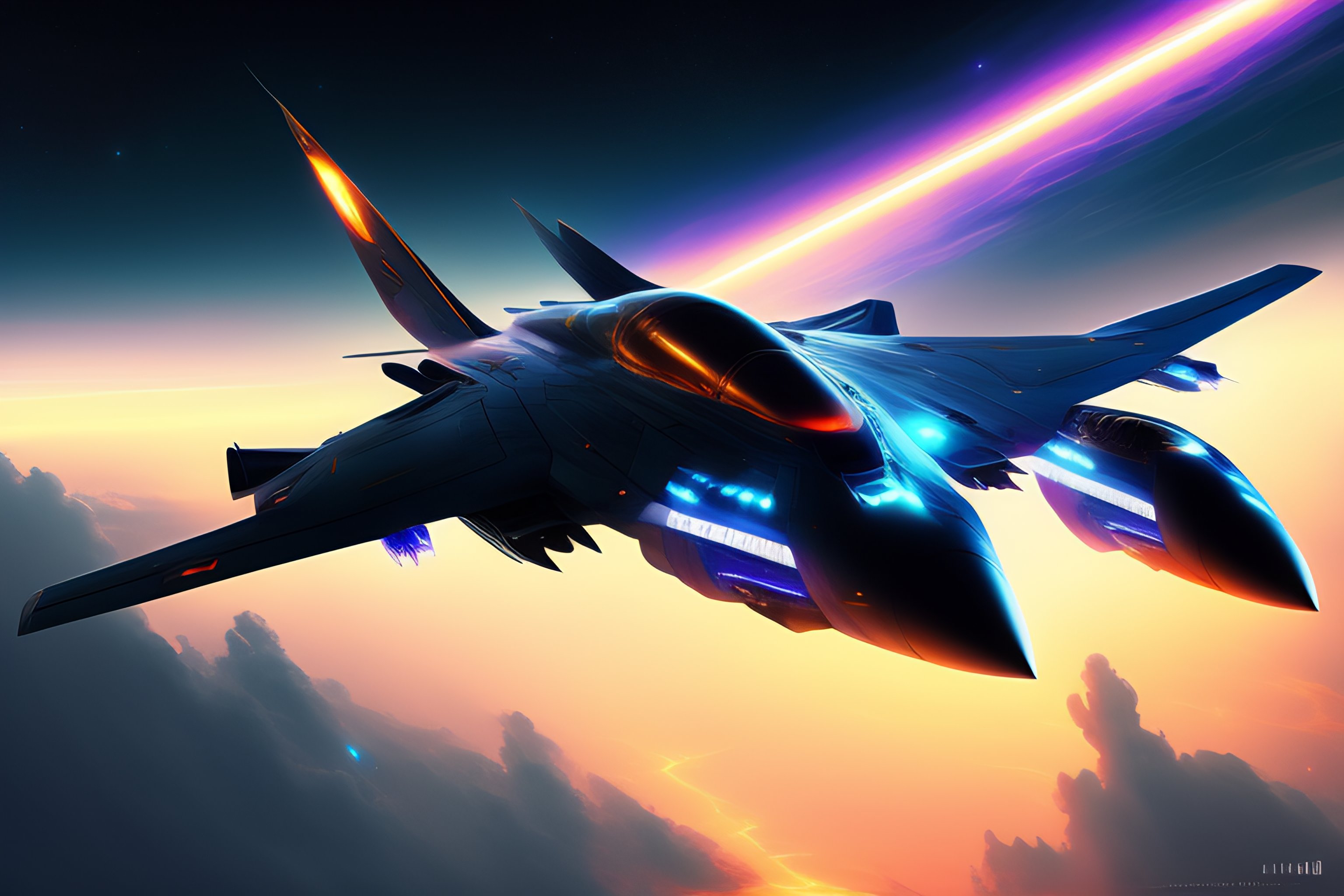 Lexica - A futuristic SU-57 with high technology flying through cosmic ...