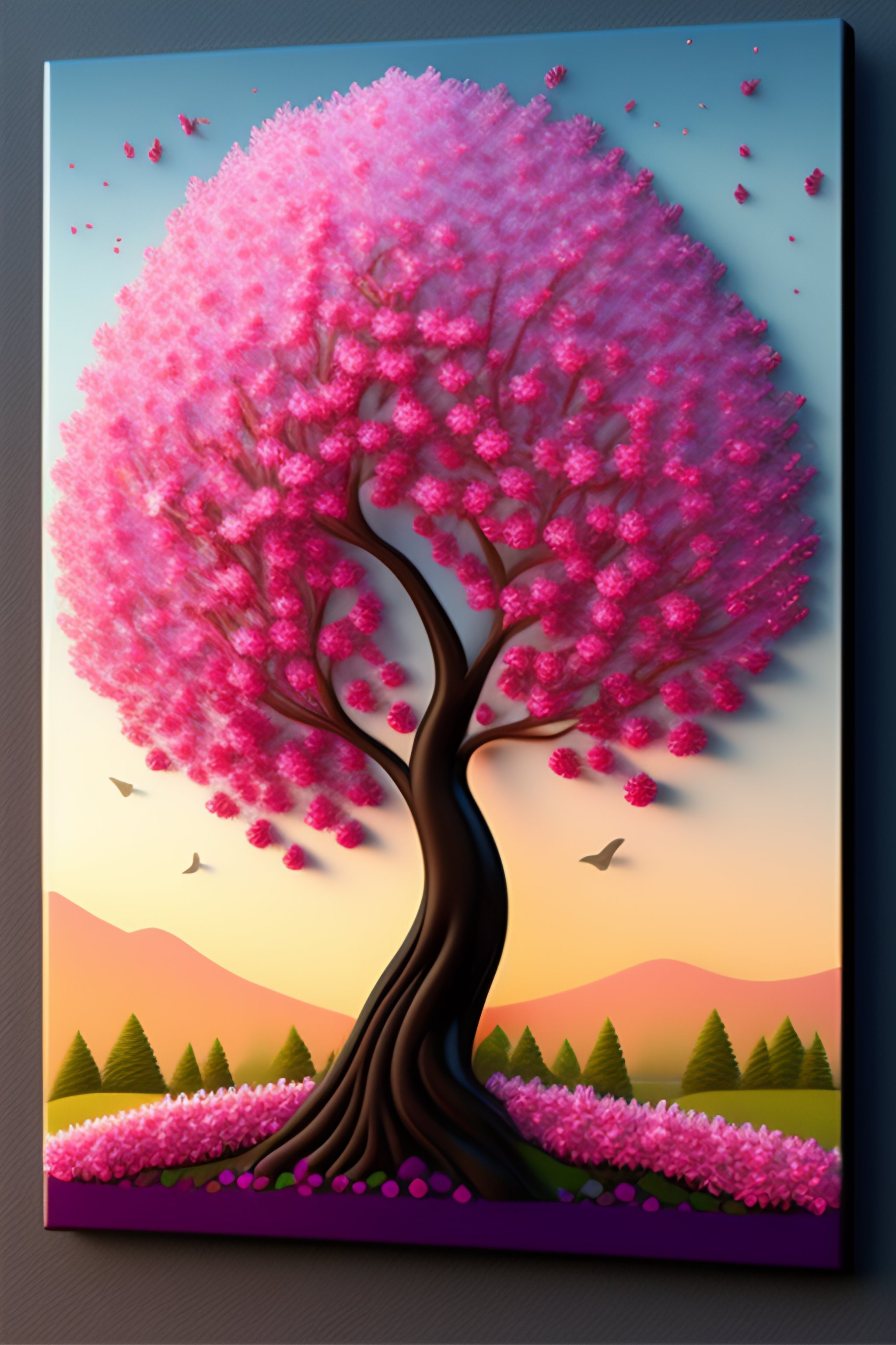 Lexica Create realistic 3d ,cherry blossoms tree wall art