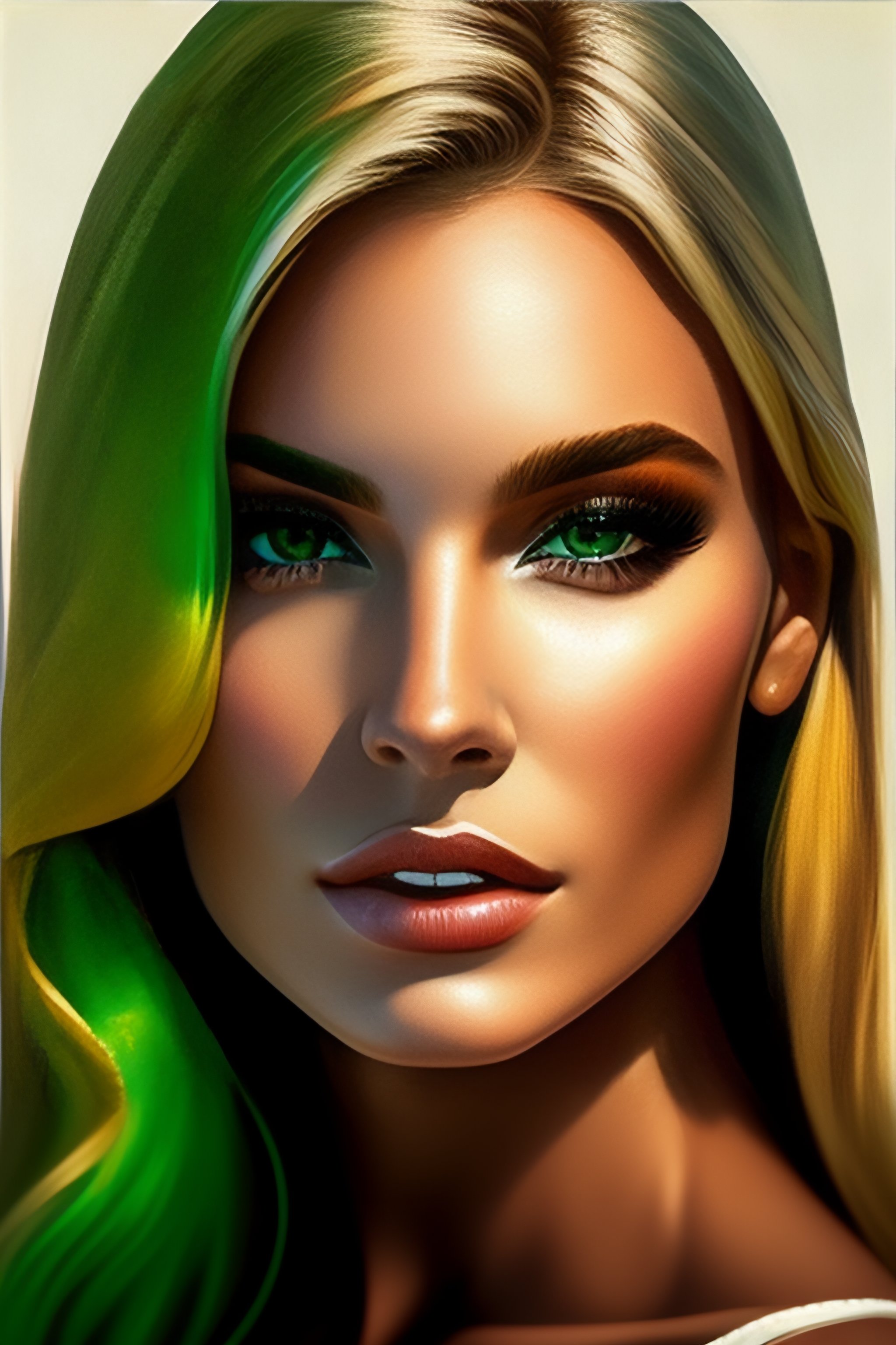 Lexica - Mujer hermosa joven rubia ojos verdes colores intensos estilo  realista