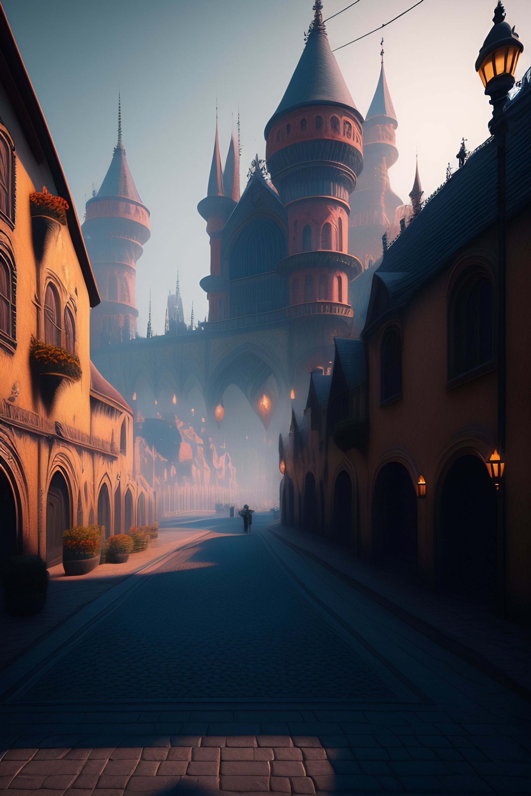 Lexica - A beautiful painting of a gothic city street similar to ...