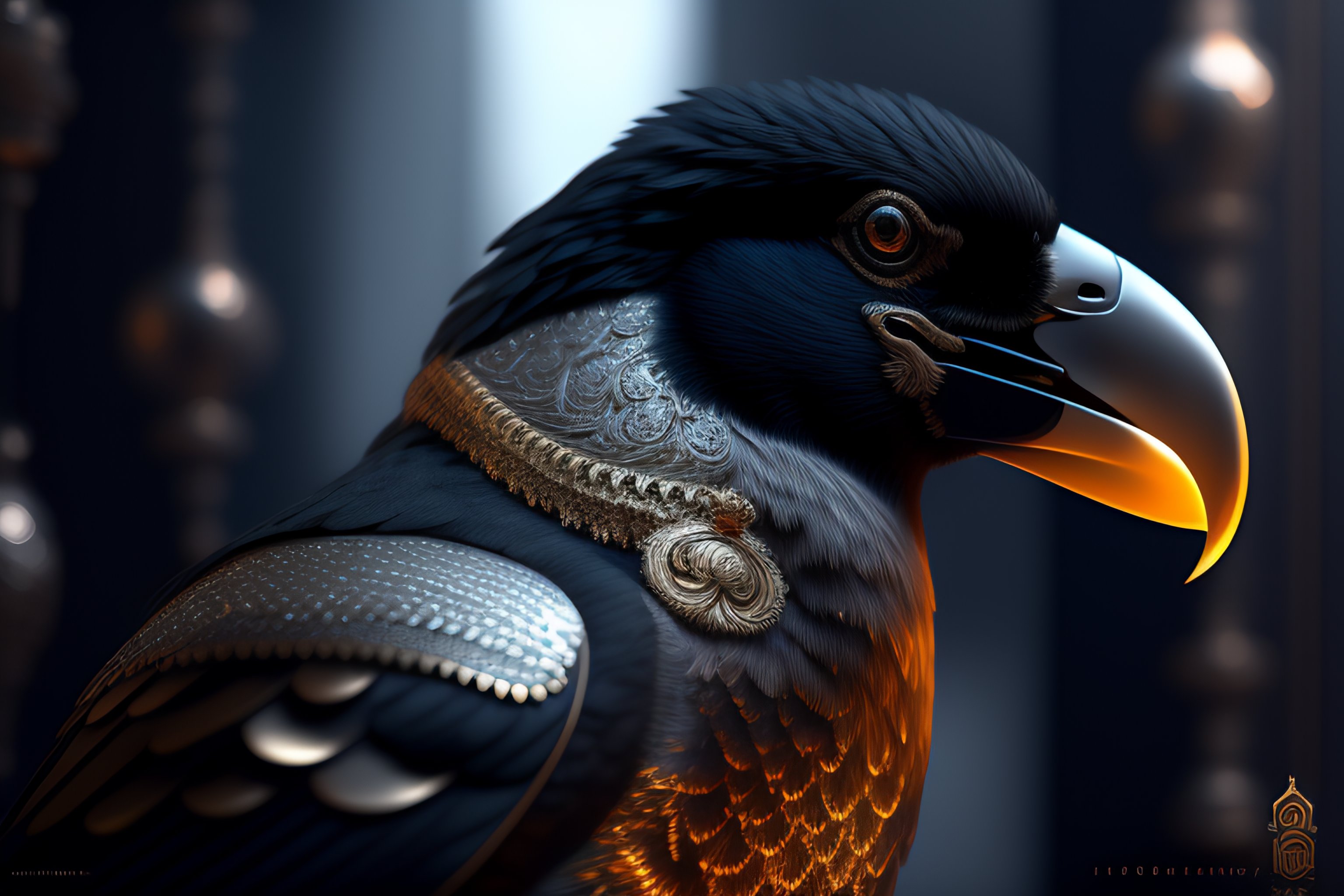 Lexica - A rook with intricate silver ornament engravings on the head ...