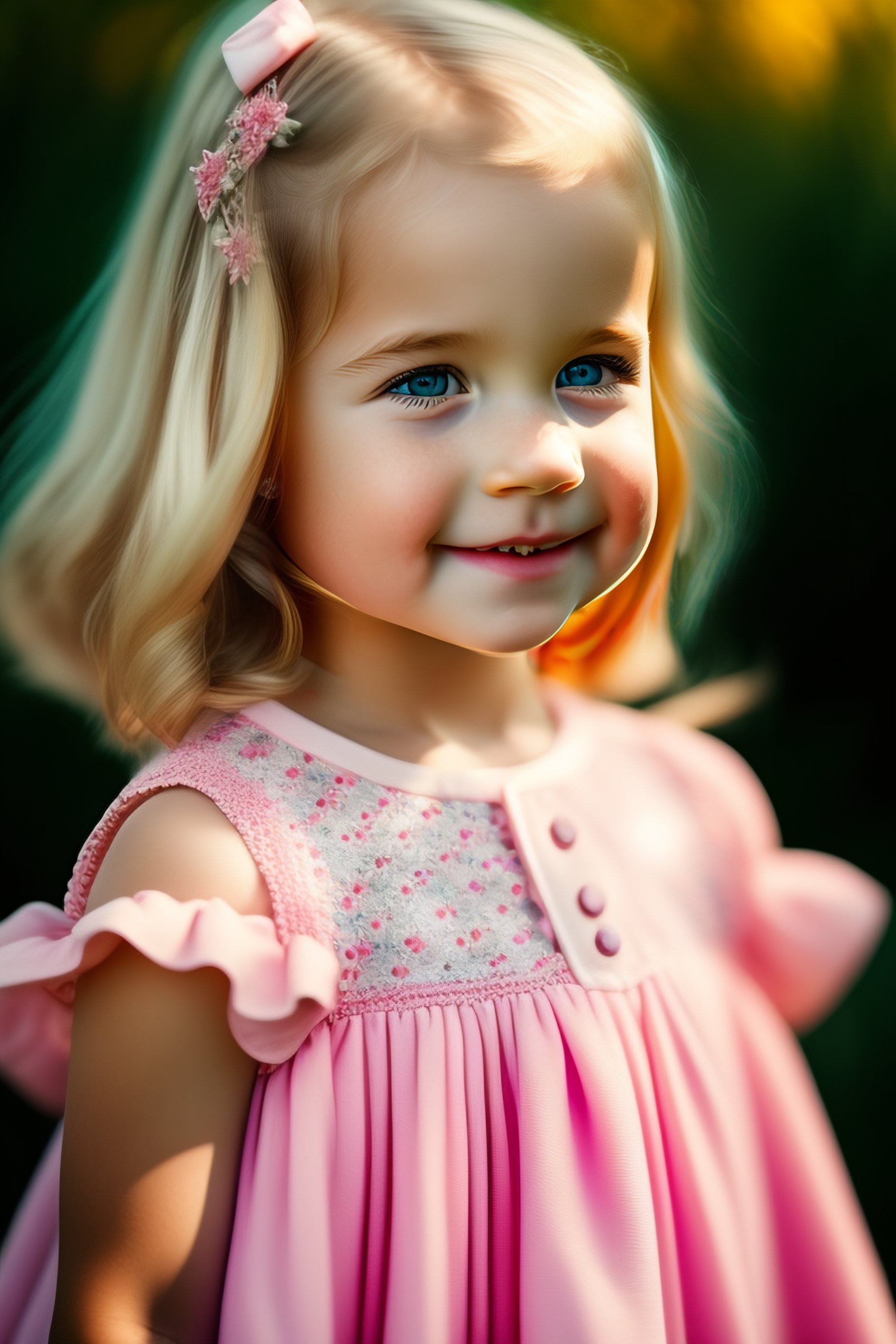 Lexica - Blond shoulder length hair joyful Little girl wearing an ...