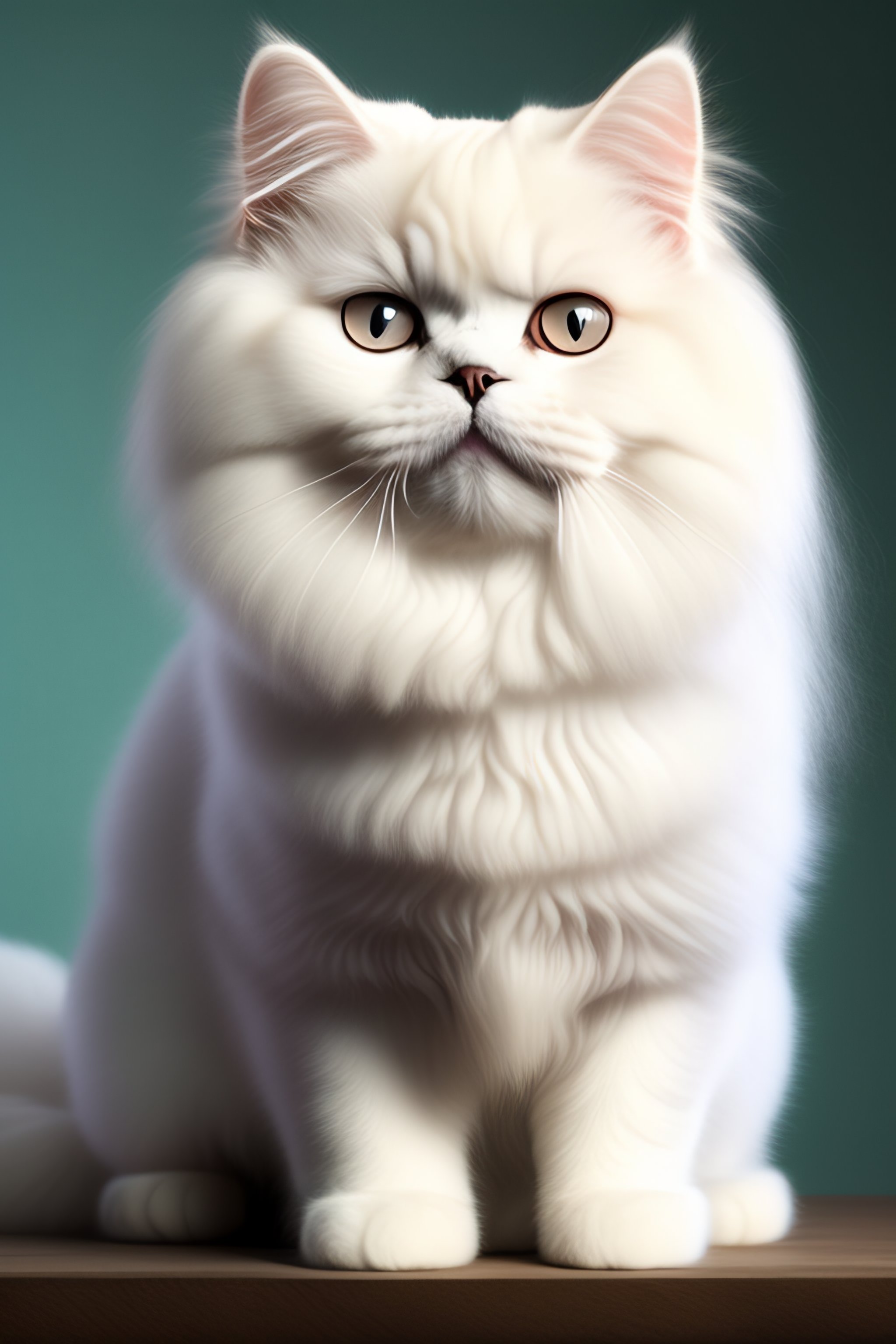 Lexica - A 4 kg white persian cat staring and smiling at you, with sign ...