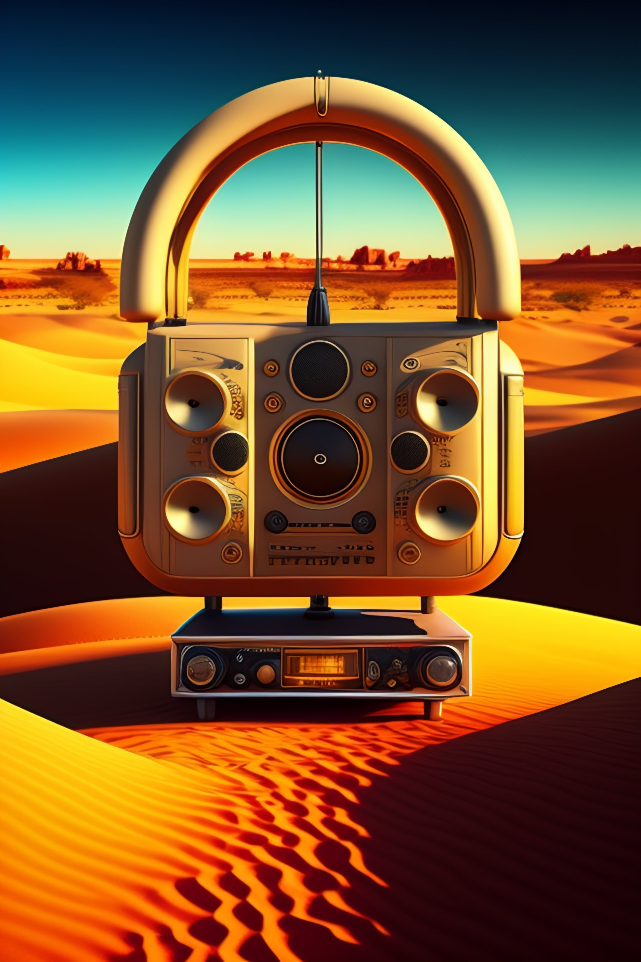 Lexica - Beautiful radio in desert landscape in the style of vincent ...