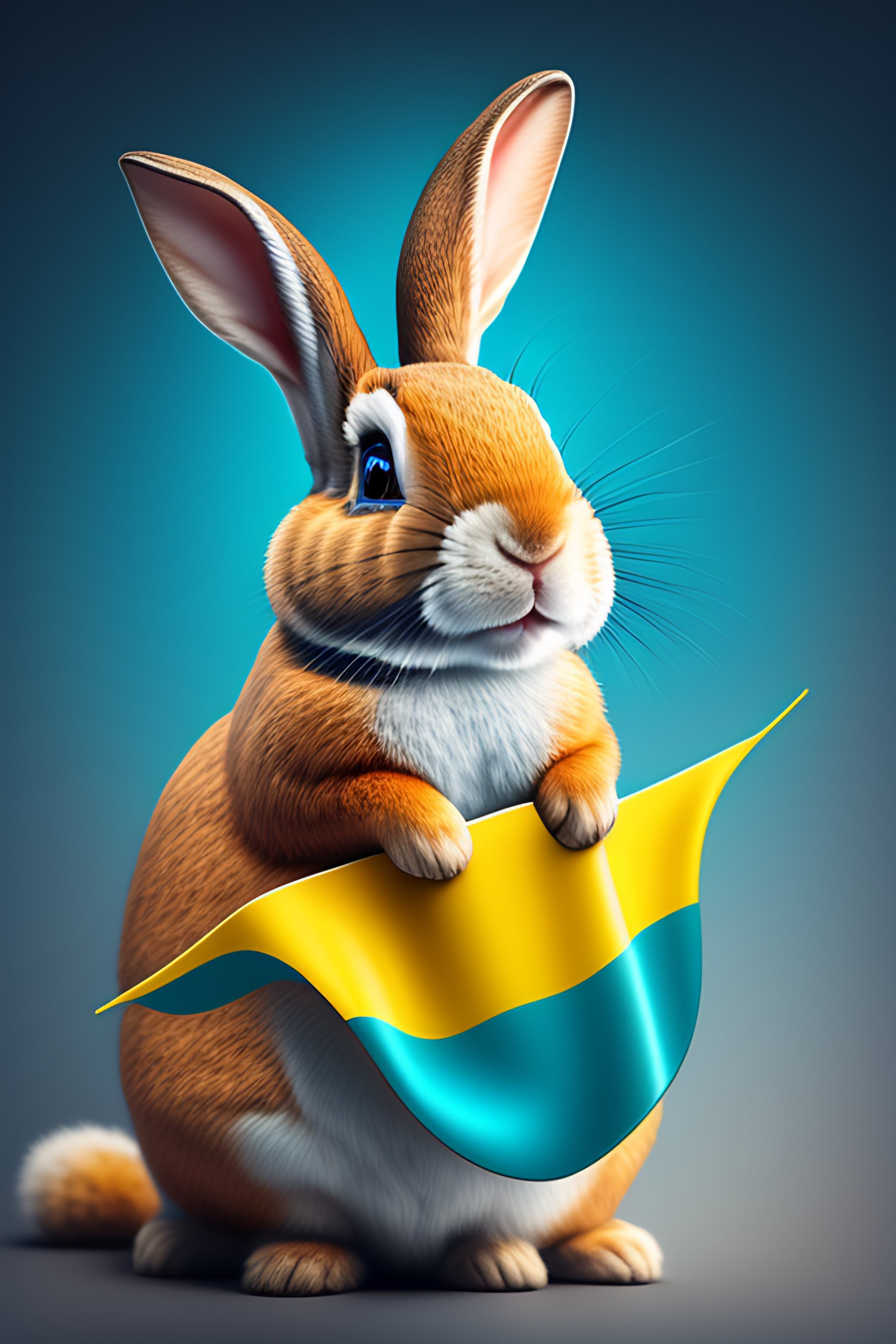 Lexica - Smiling rabbit with the Ukrainian flag