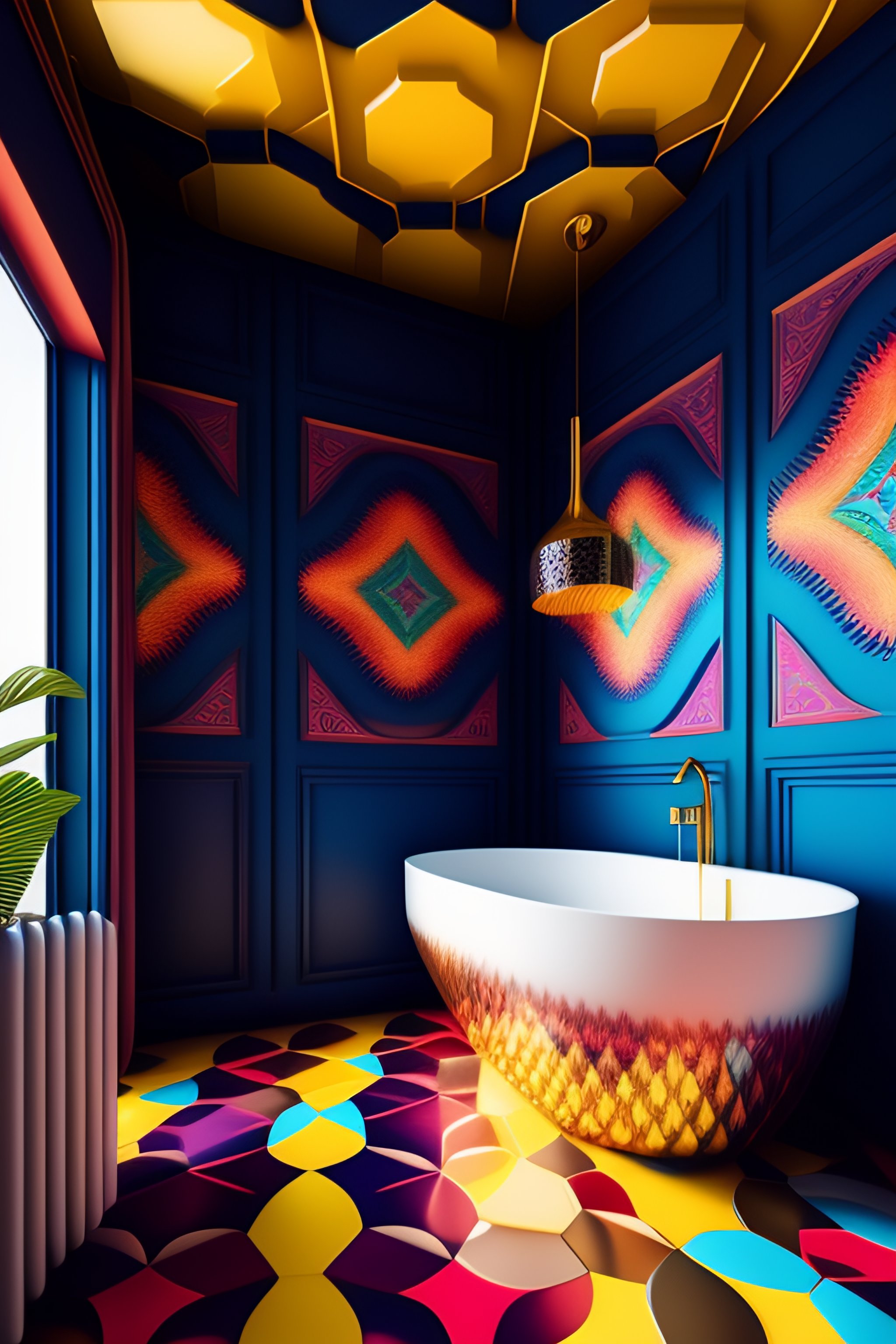 Photo inspiration: Visual Reference: Lexica The Most Psychedelic Geometric Patterned Bathroom Imaginable Intricate Textures