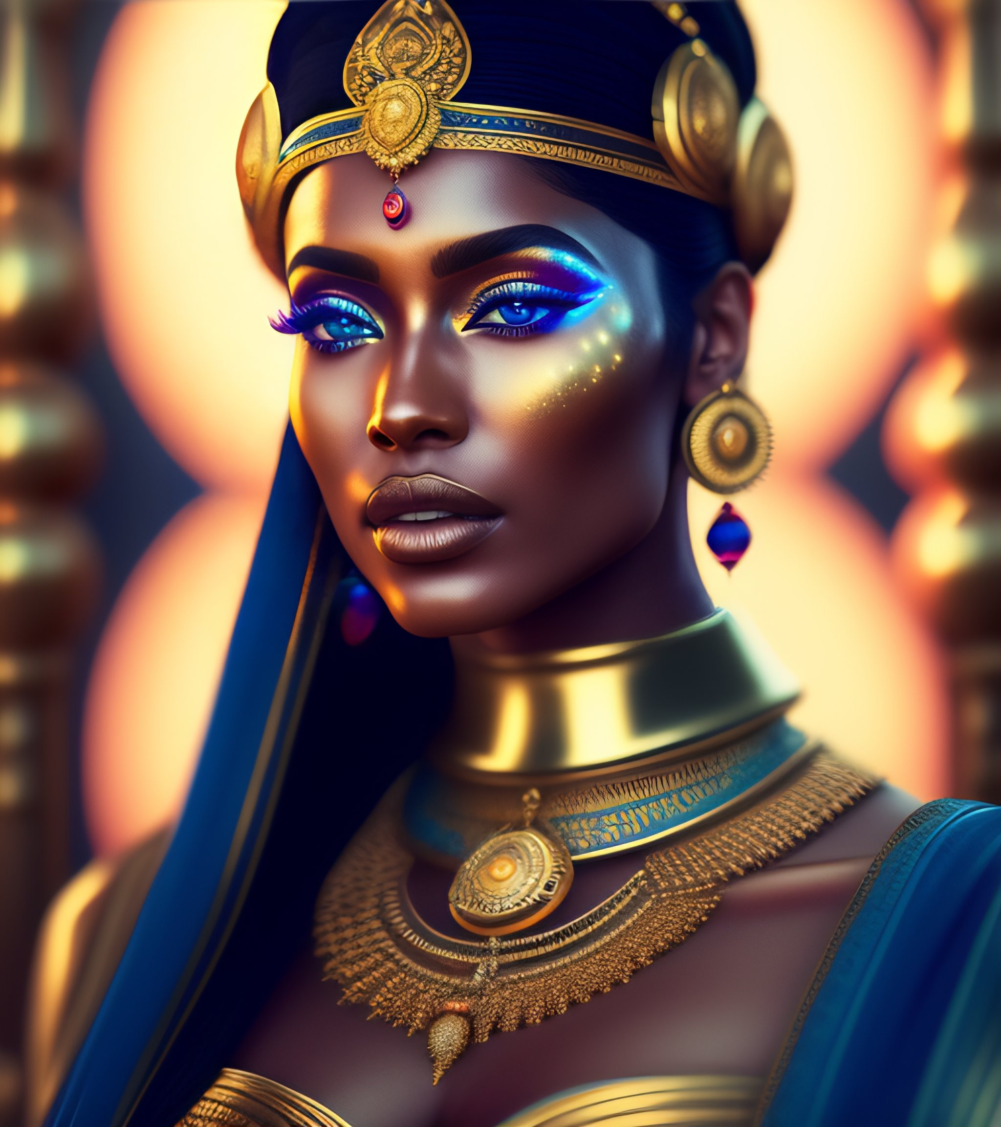 Lexica - Goddess with golden skin man with blue adornments, XF IQ4, f/1 ...