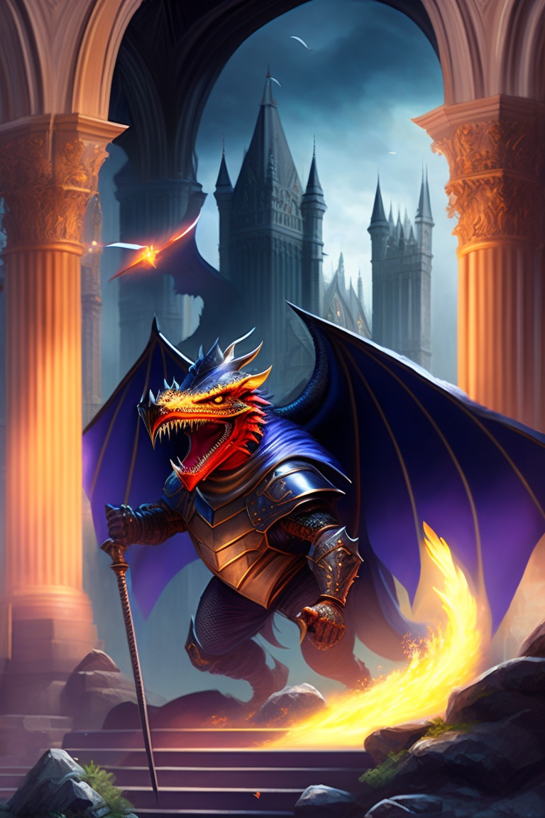 Lexica - A dark fantasy illustration of a magnificent knight fighting a ...