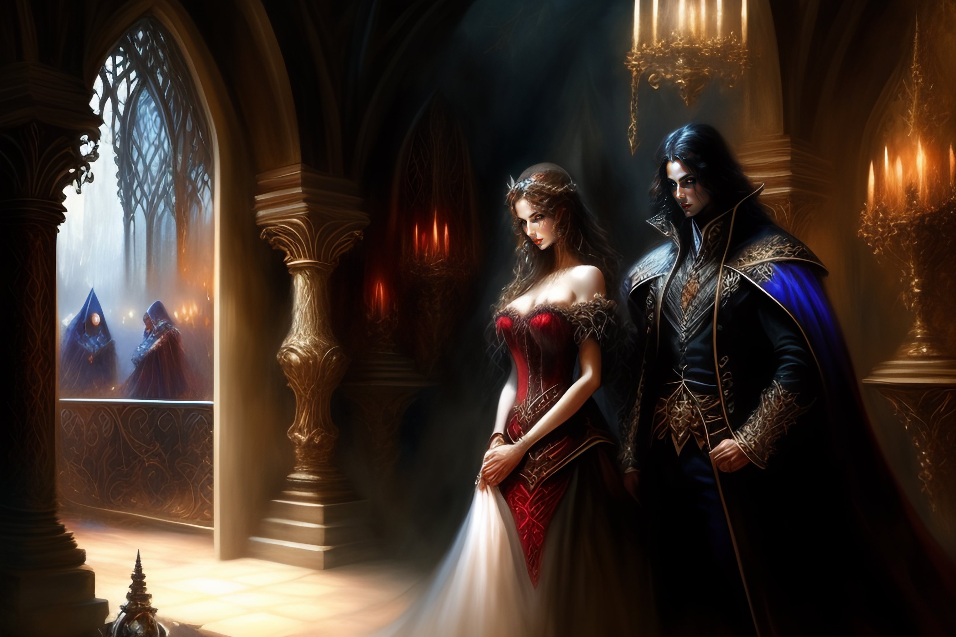 Lexica - , A Vampire Couple,woman And Man, In Castle Gothic Room, Lusi ...