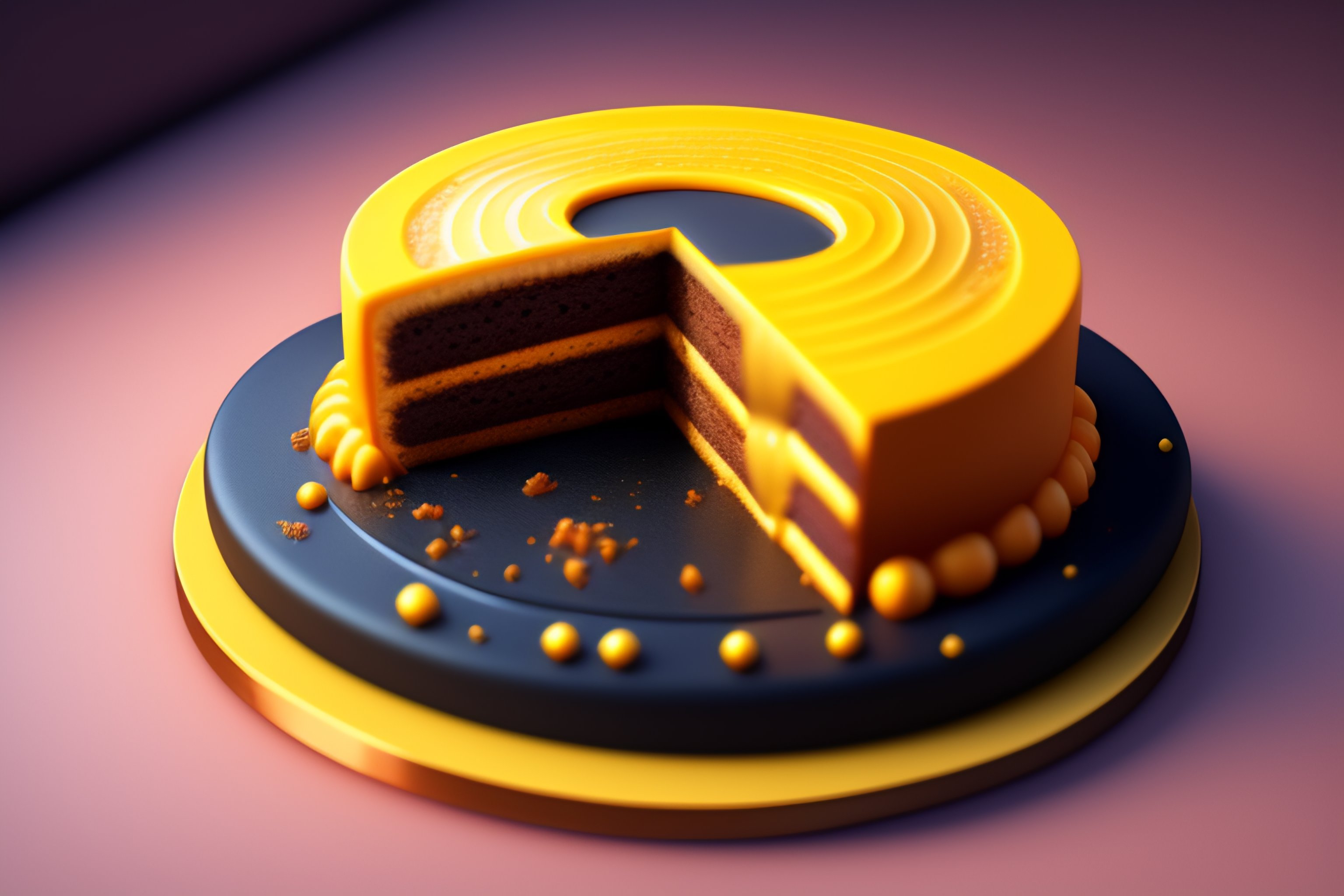 Lexica - A cake with a bitcoin logo, and a slice is eaten, isometric ...