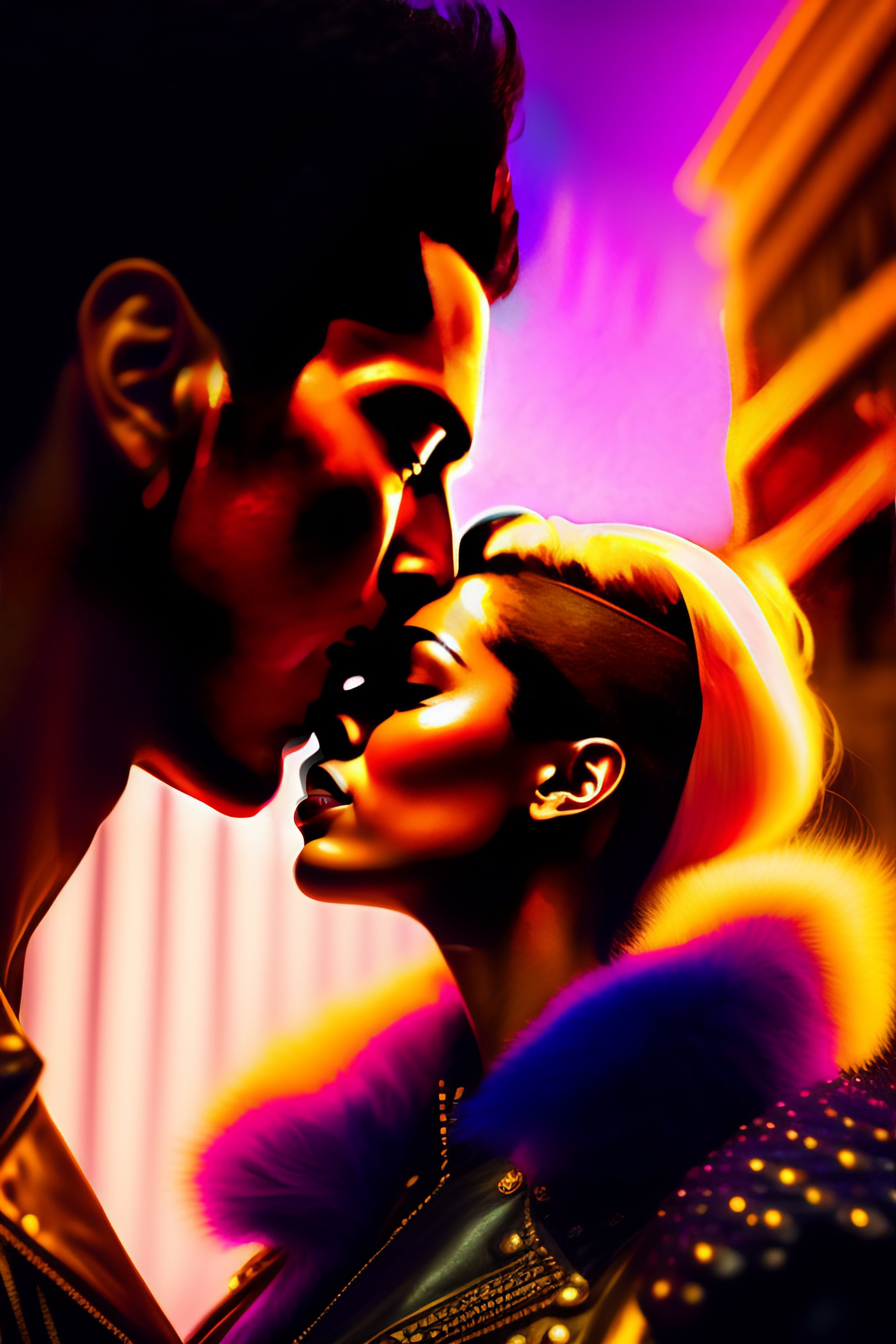 Lexica - Space. painting of a short hair punkgirl and a man, falling in ...