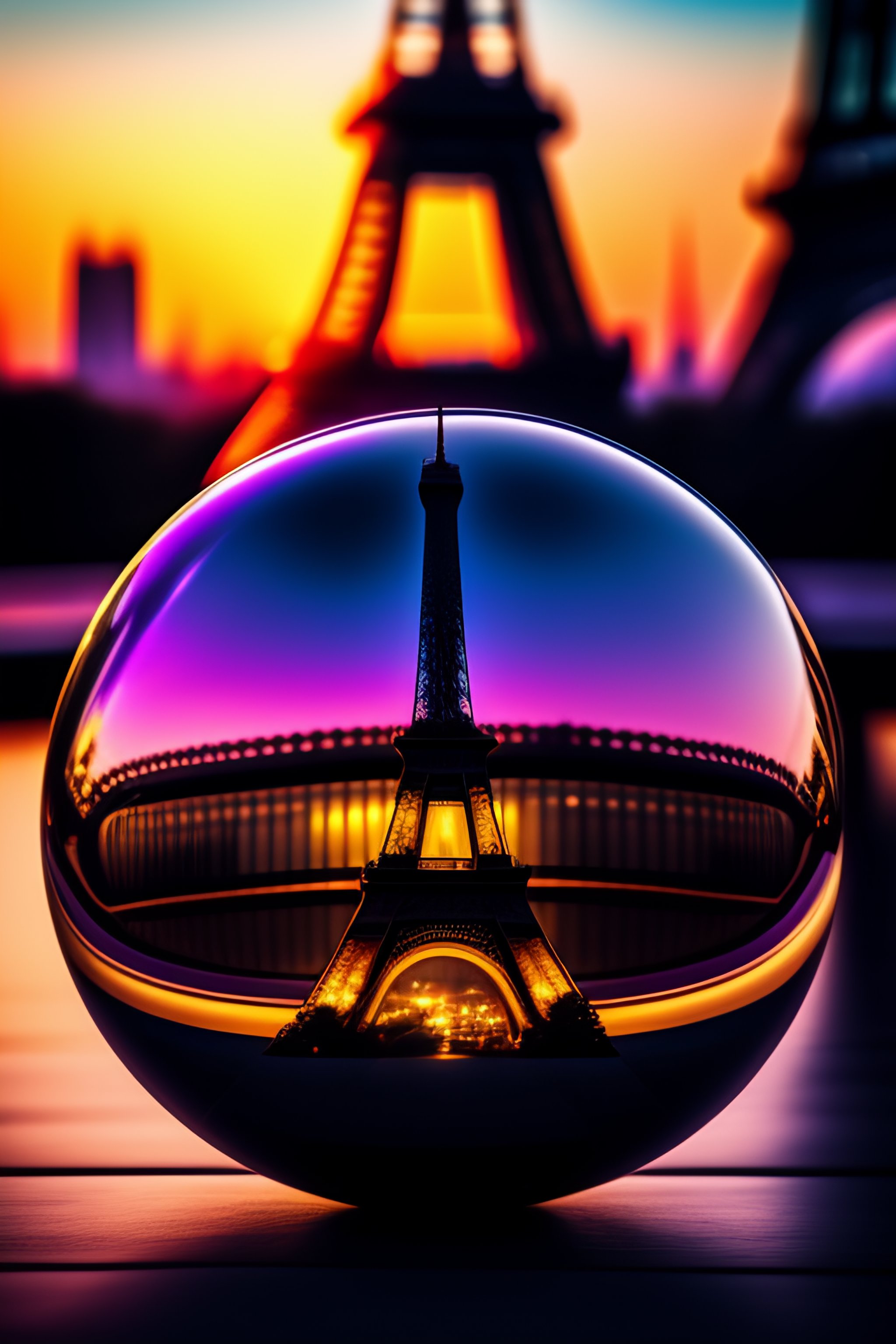 Lexica - Cinematic scene of magical crystal ball with eiffel tower inside,  sharp, 35 mm, 8k, cinematic lighting, cinematic backdrop