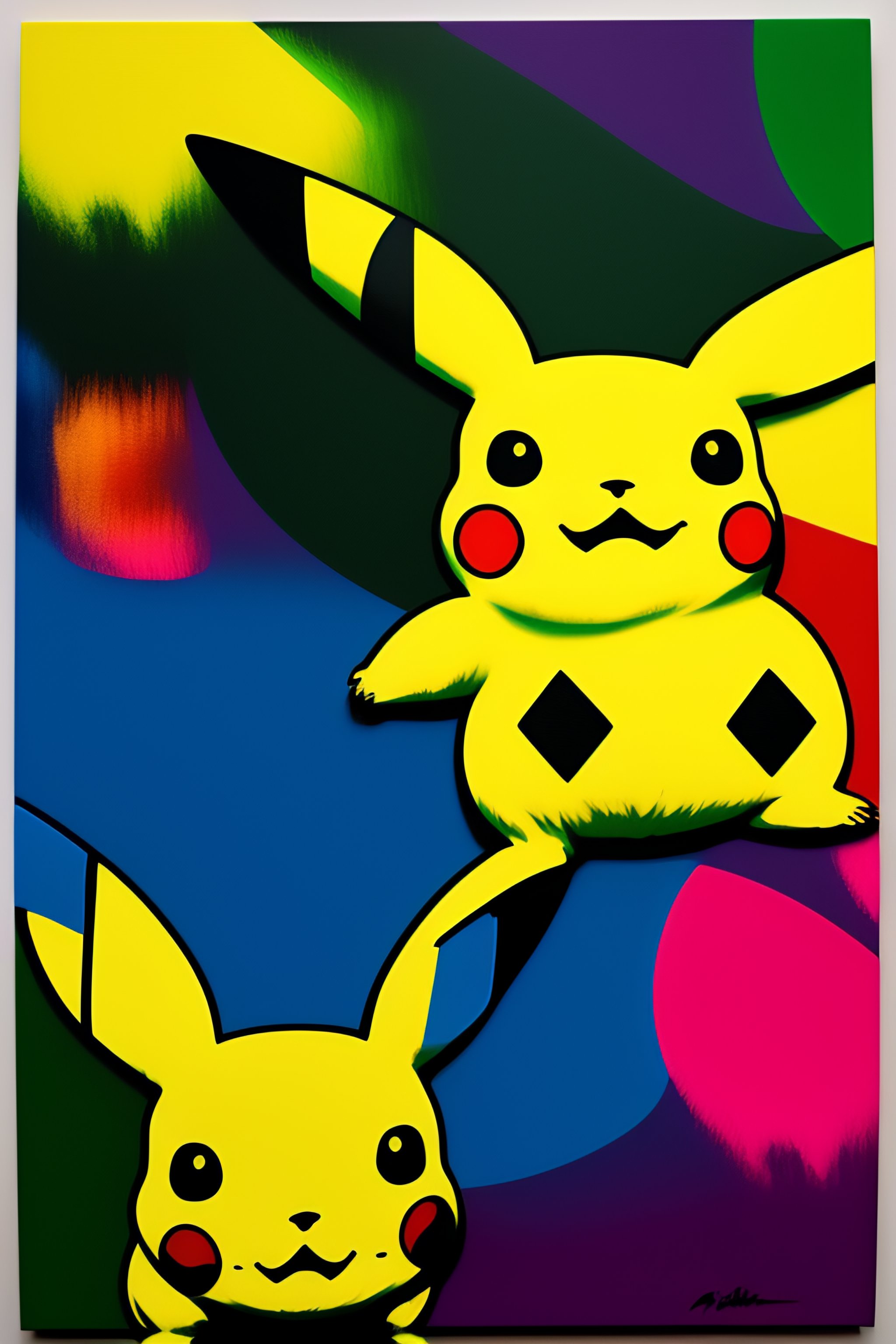 Lexica - Pikachu, warhol style, silkscreen, graphic, eroded, painting ...