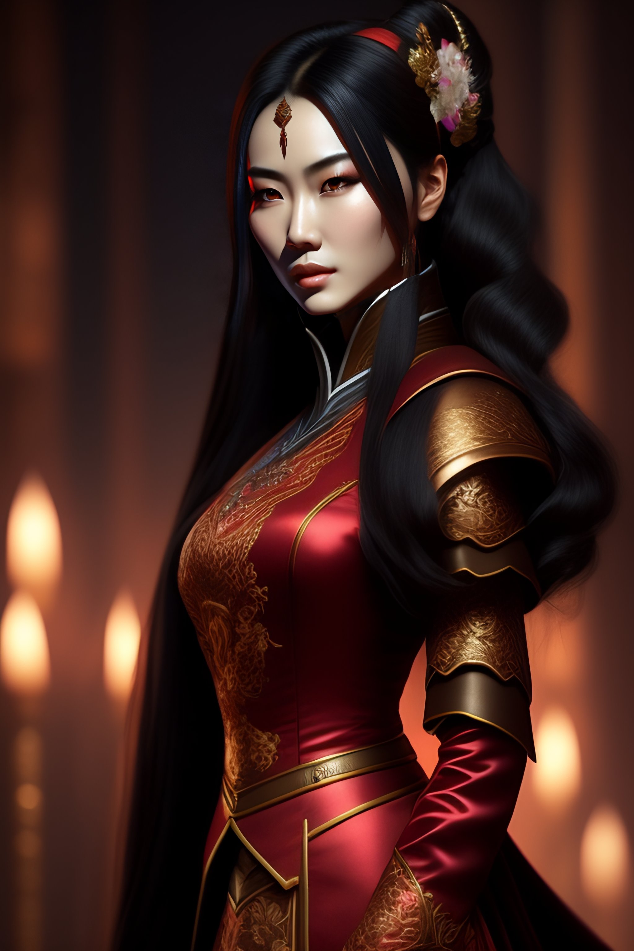 Lexica Beautiful female Chinese vampire hunter with a guandao
