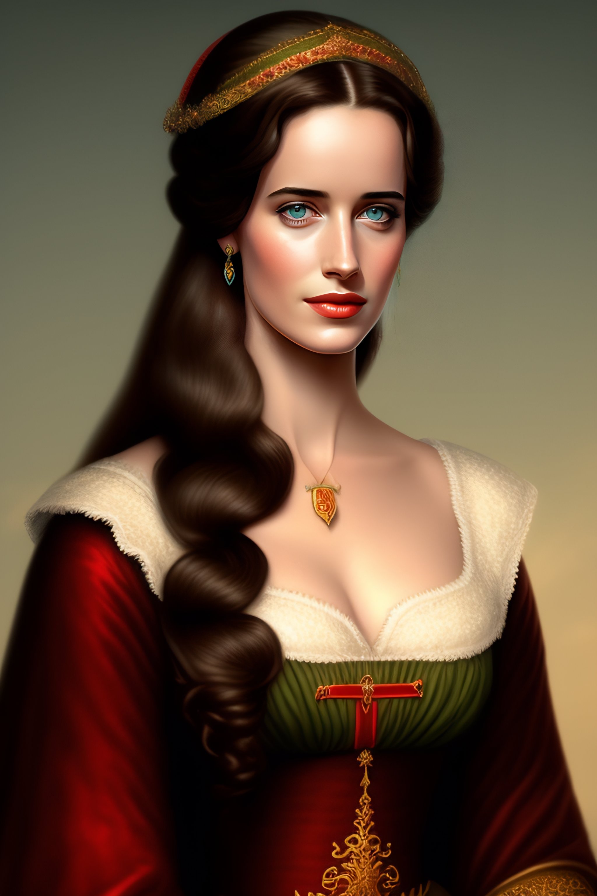 Lexica - Young Eva Green in medieval style, digital, detailed,