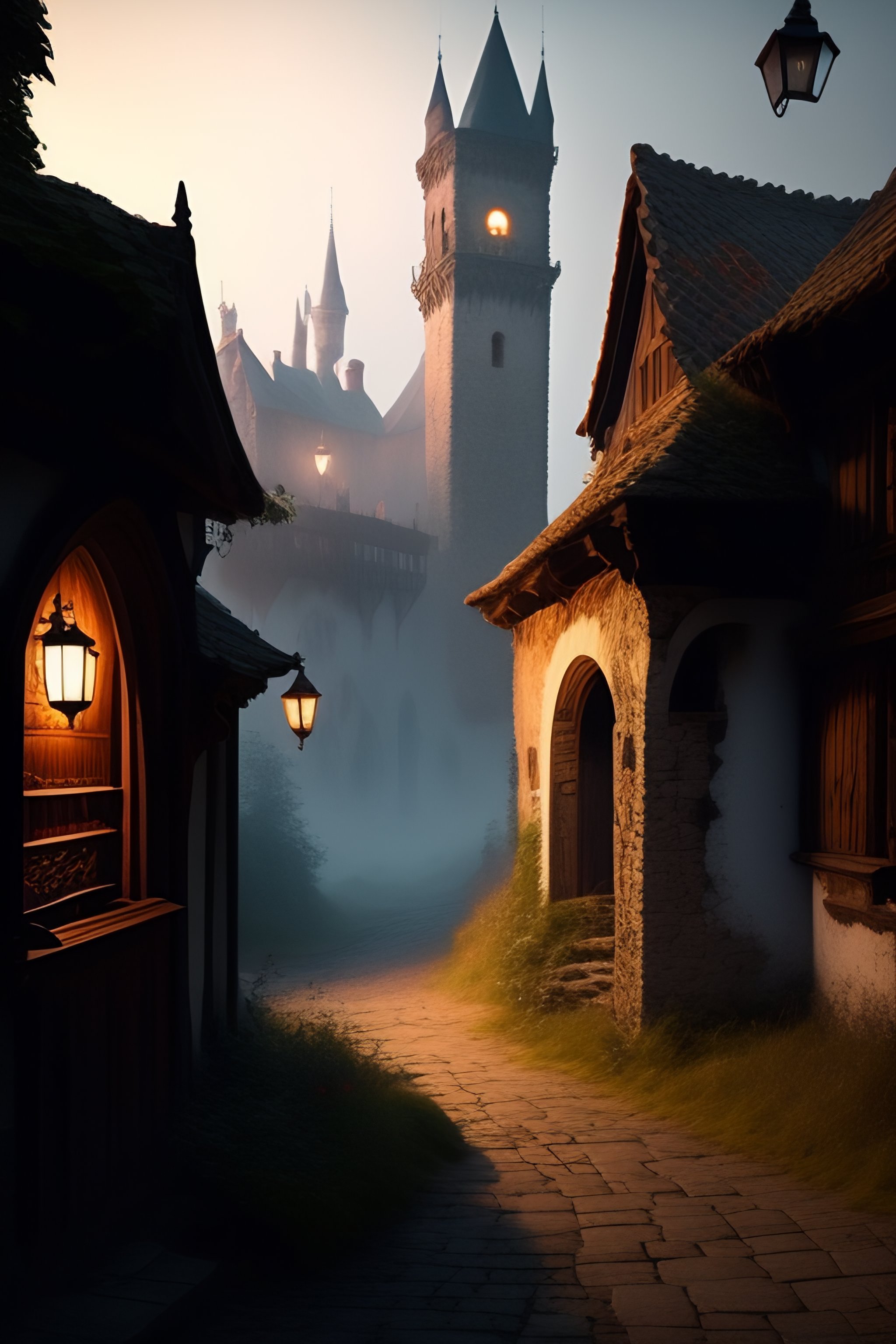 Lexica - Old medieval town gothic nightscape decay mist dirt dust map