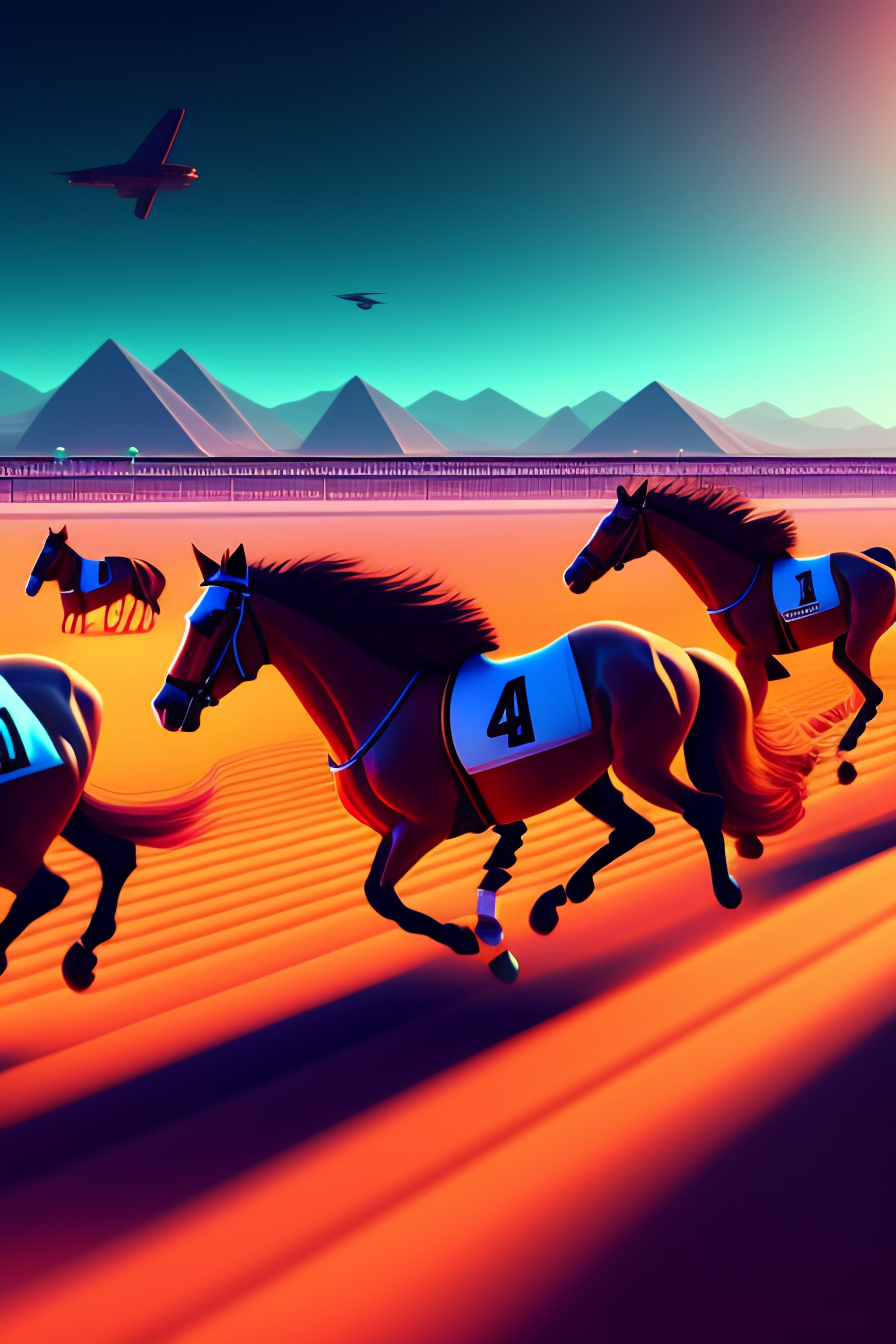 Lexica - Isometric polygon style high quality race of many horses ...