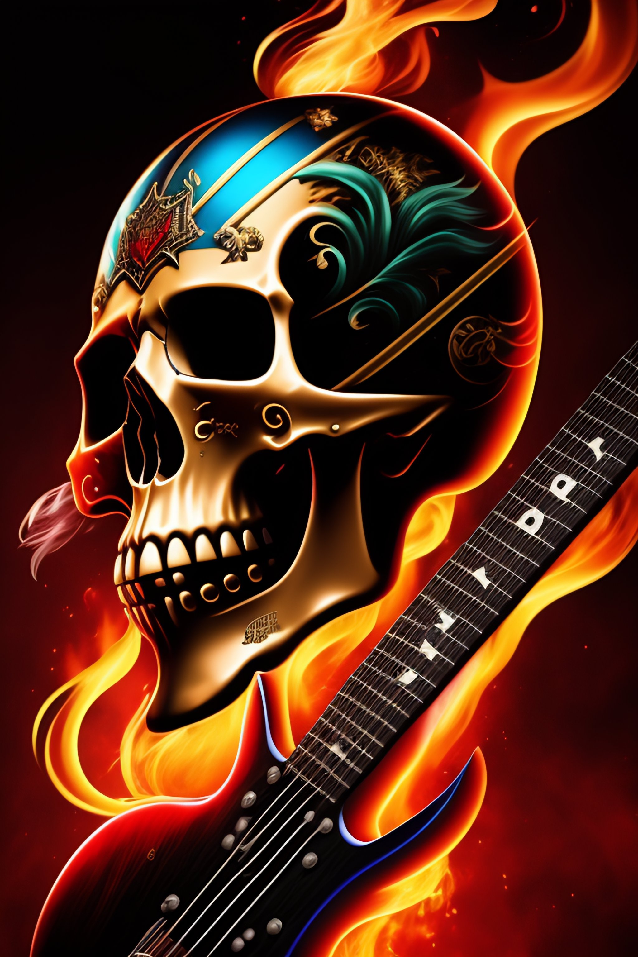 Lexica - Skull punkrock guitar thunder pirate logo