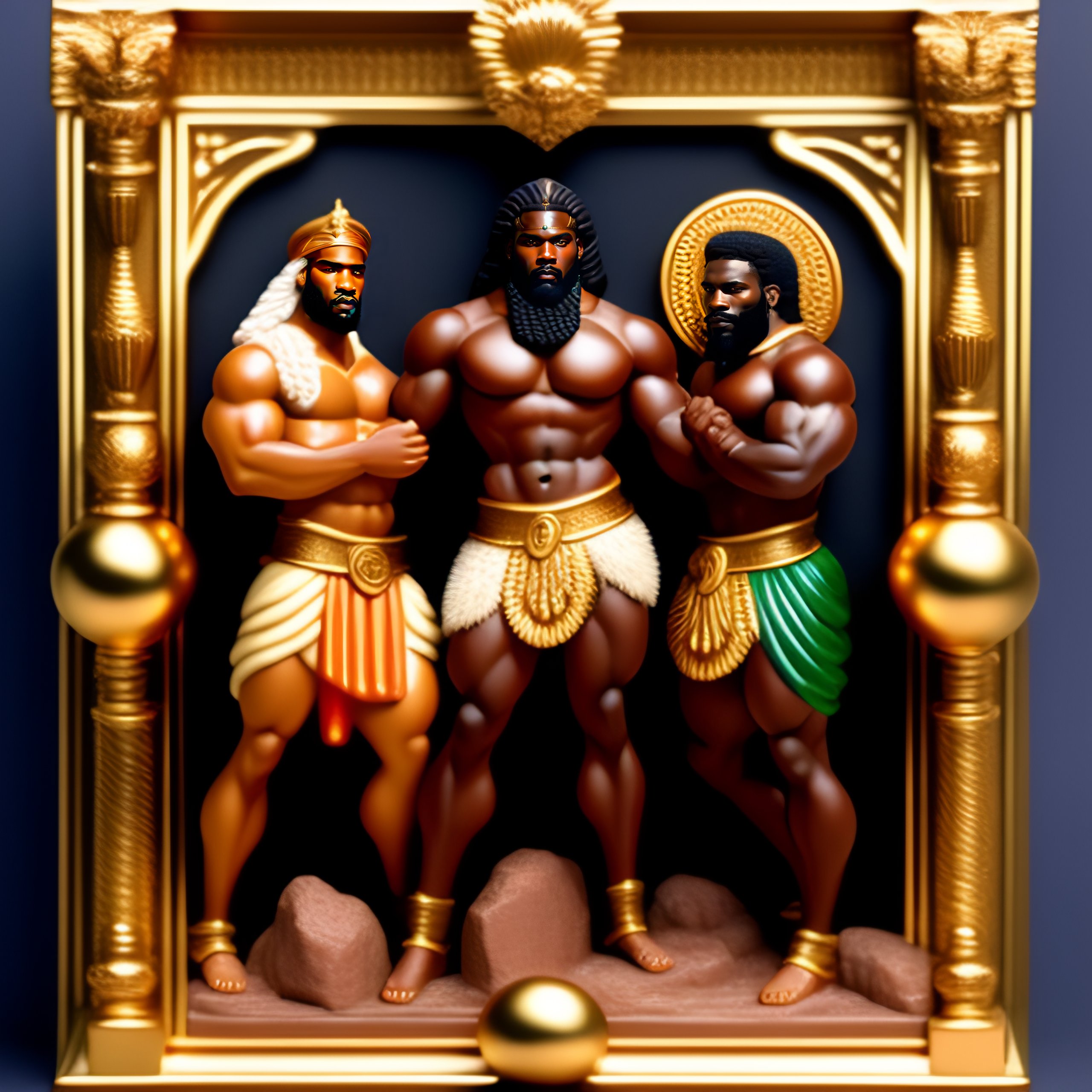 Lexica - Three Muscular Bearded African American Men, On Mount Olympus 