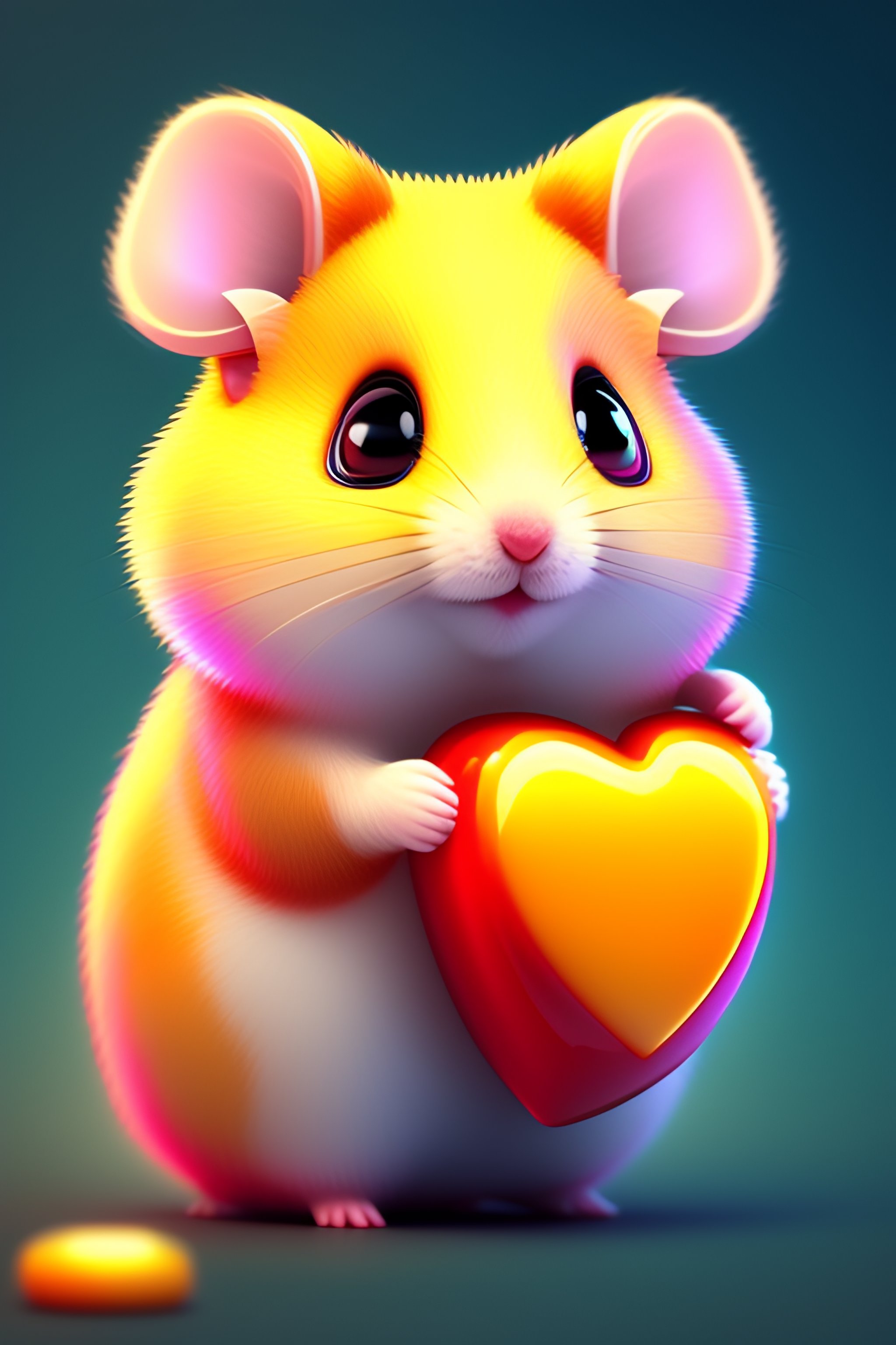 Lexica - CUTE AND ADORABLE CARTOON FLUFFY HAMSTER, HEART, CANDY ...