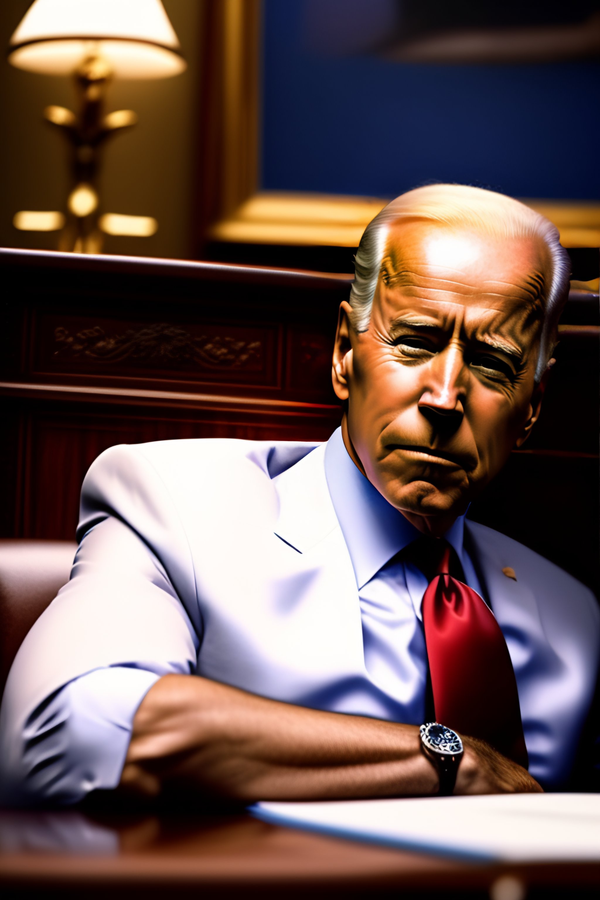 Lexica - Portrait Of Joe Biden Sleeping At The Resolute Desk