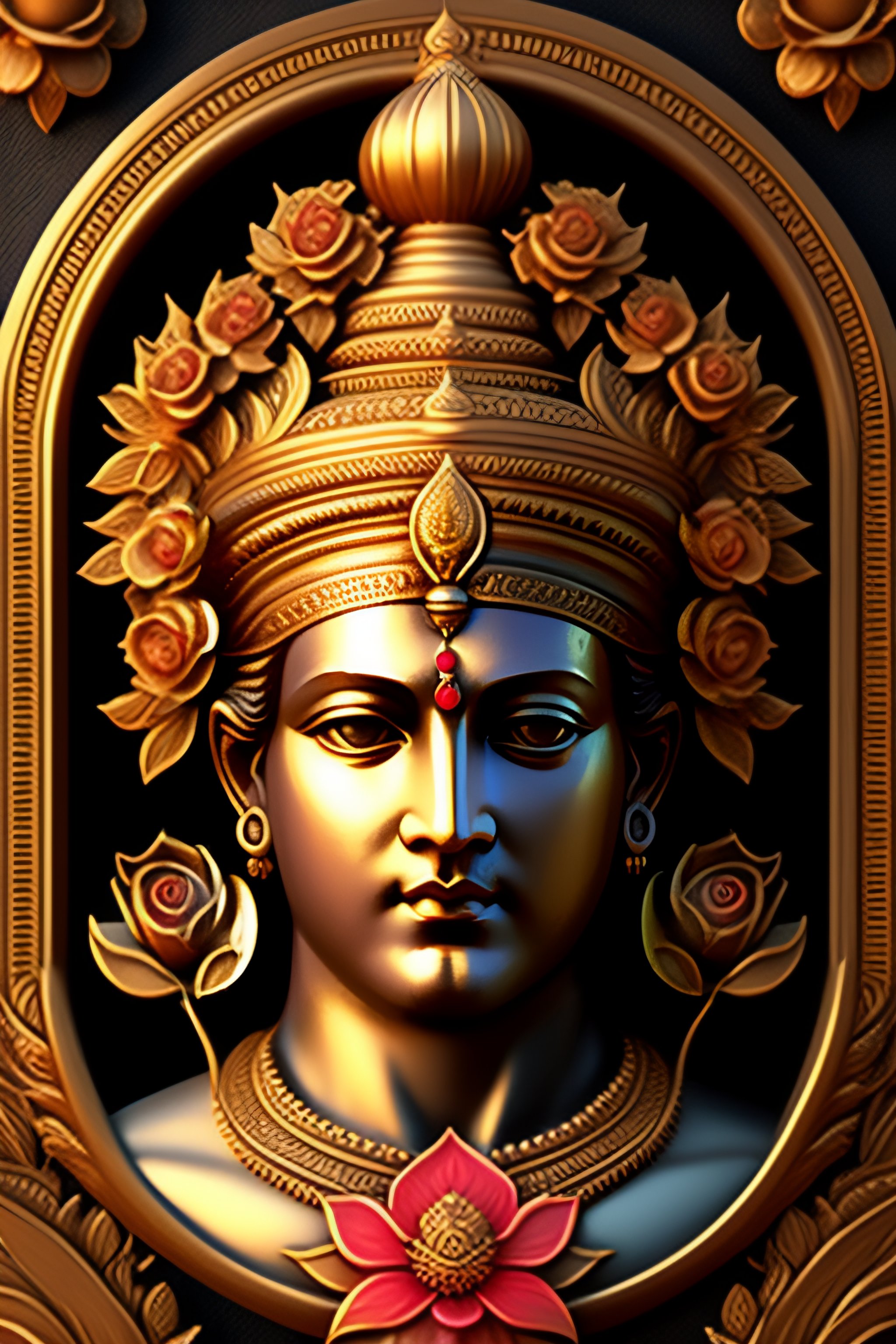 Lexica - Lord Rama with classical floral elements emanating from center ...