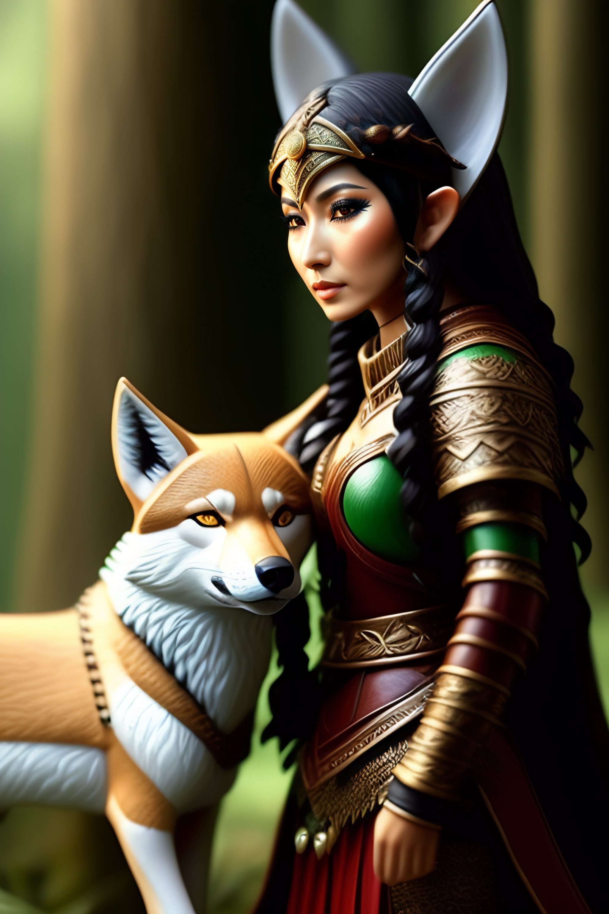 Lexica - Elf archer with wolf
