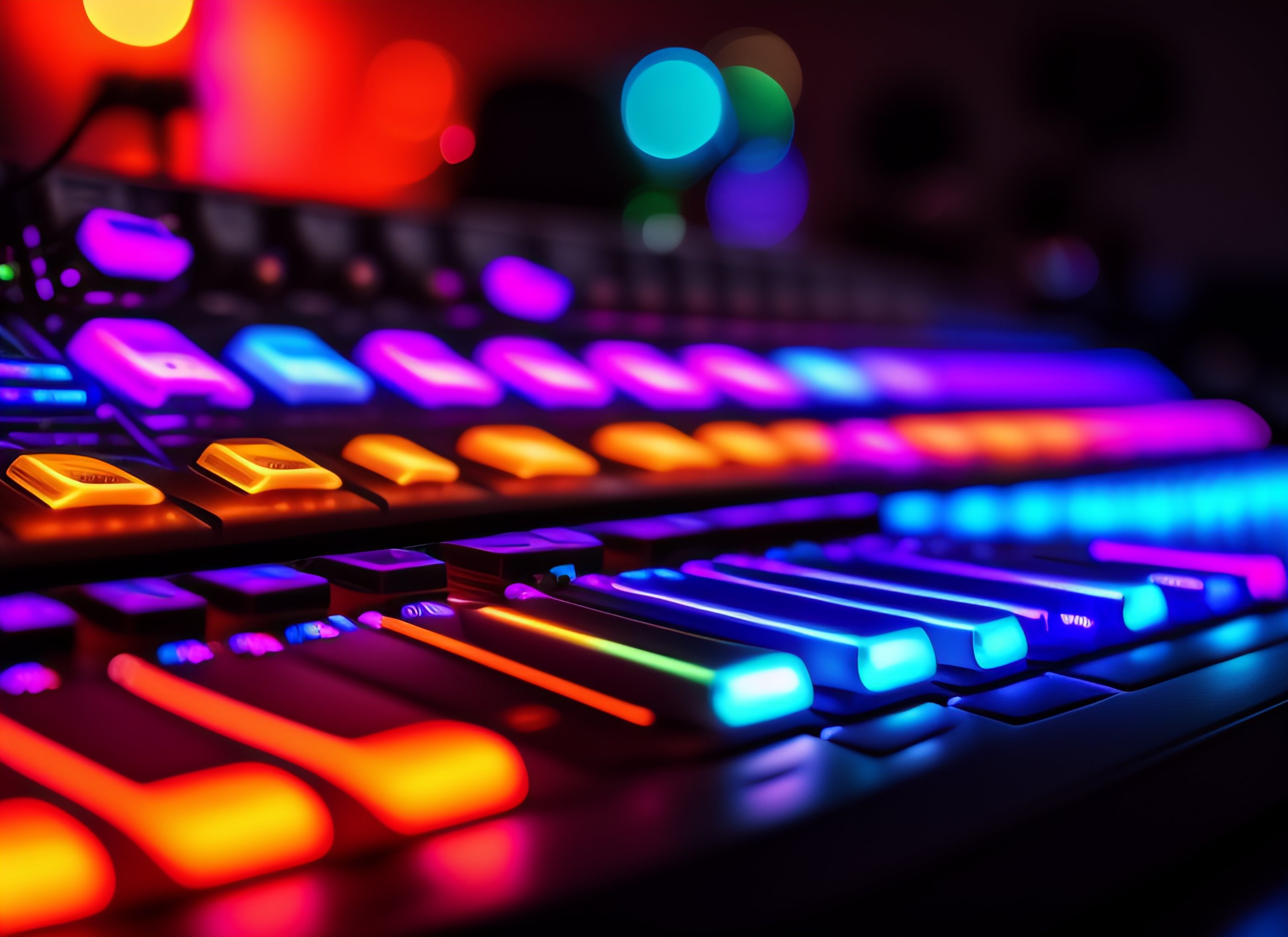 Lexica - Real Hd shot of a modern musical studio, colorful lights ...