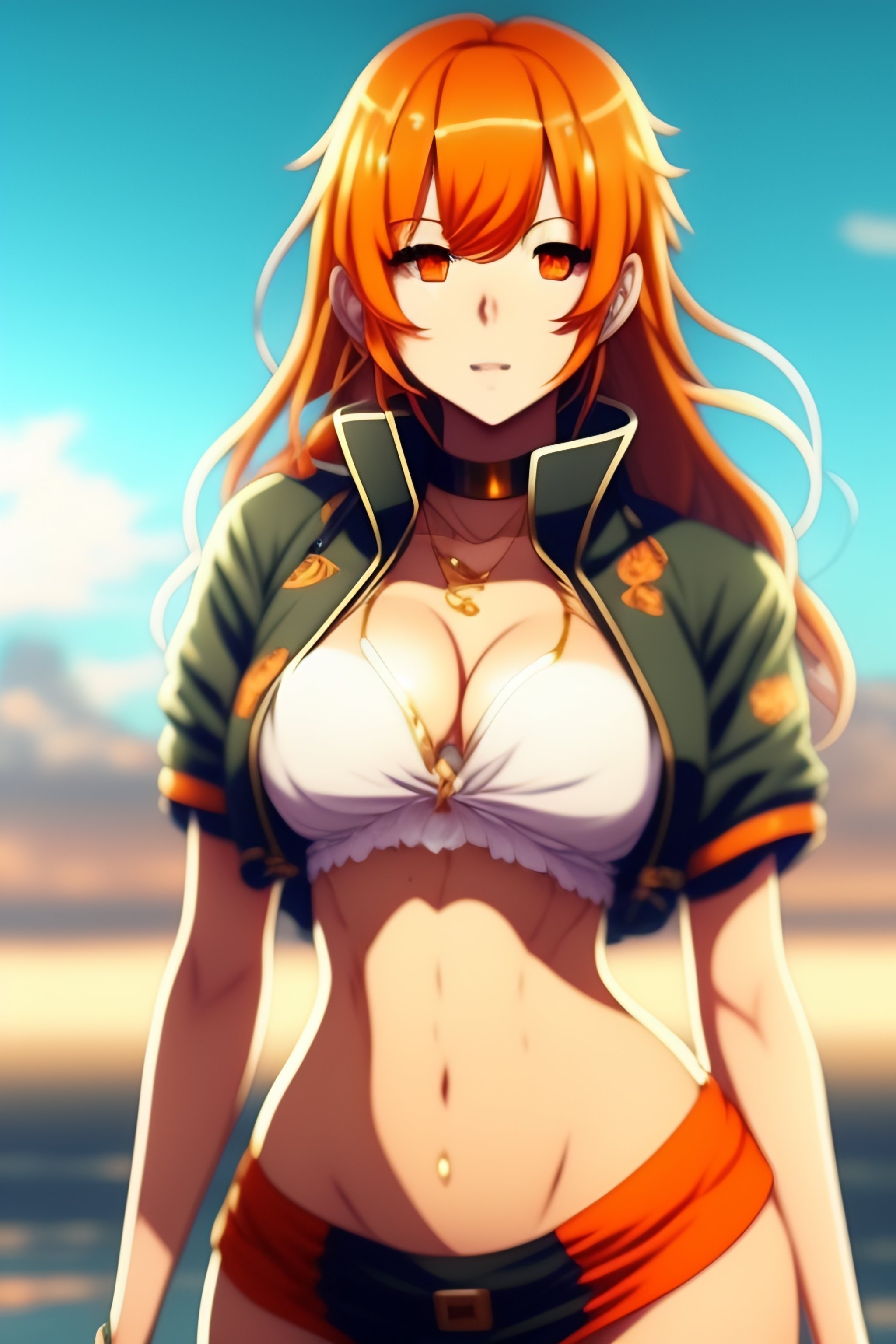 Lexica - Anime girl, sexy, full body, body shot, realistic, beautiful body,  anime, orange hair