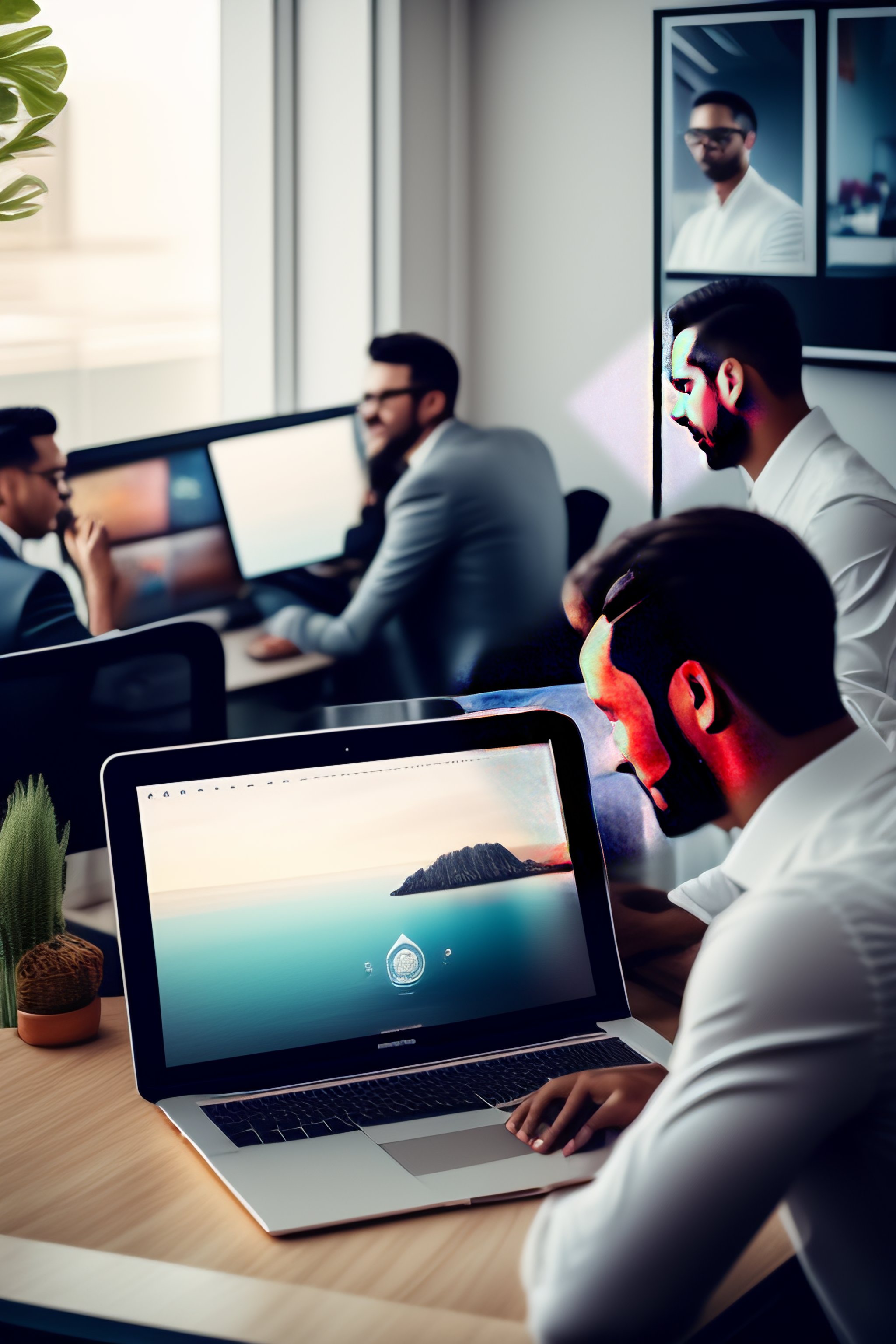 Lexica Team working togeather, office macbook, whiteboard