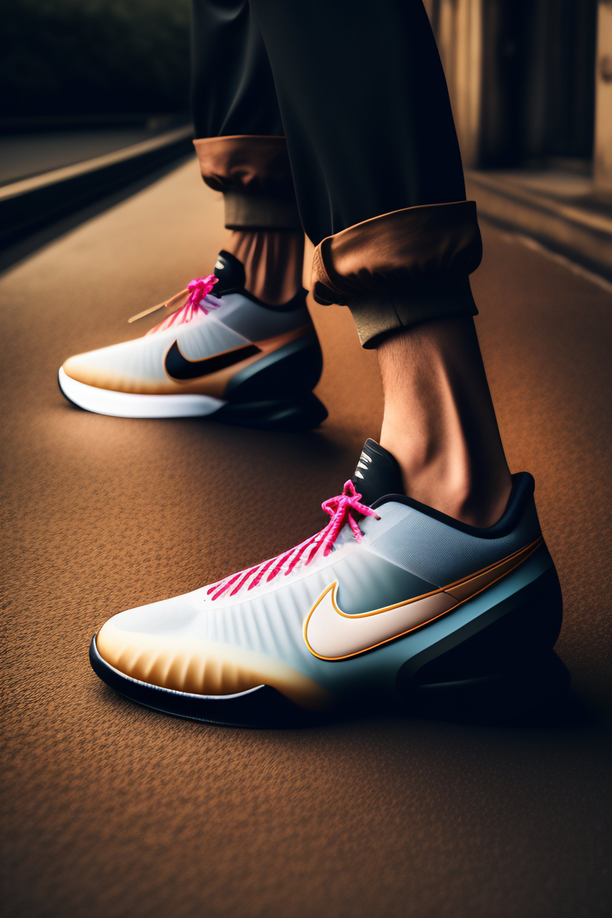 Lexica A man wearing nike vintage shoes silhouette photoshot film grading