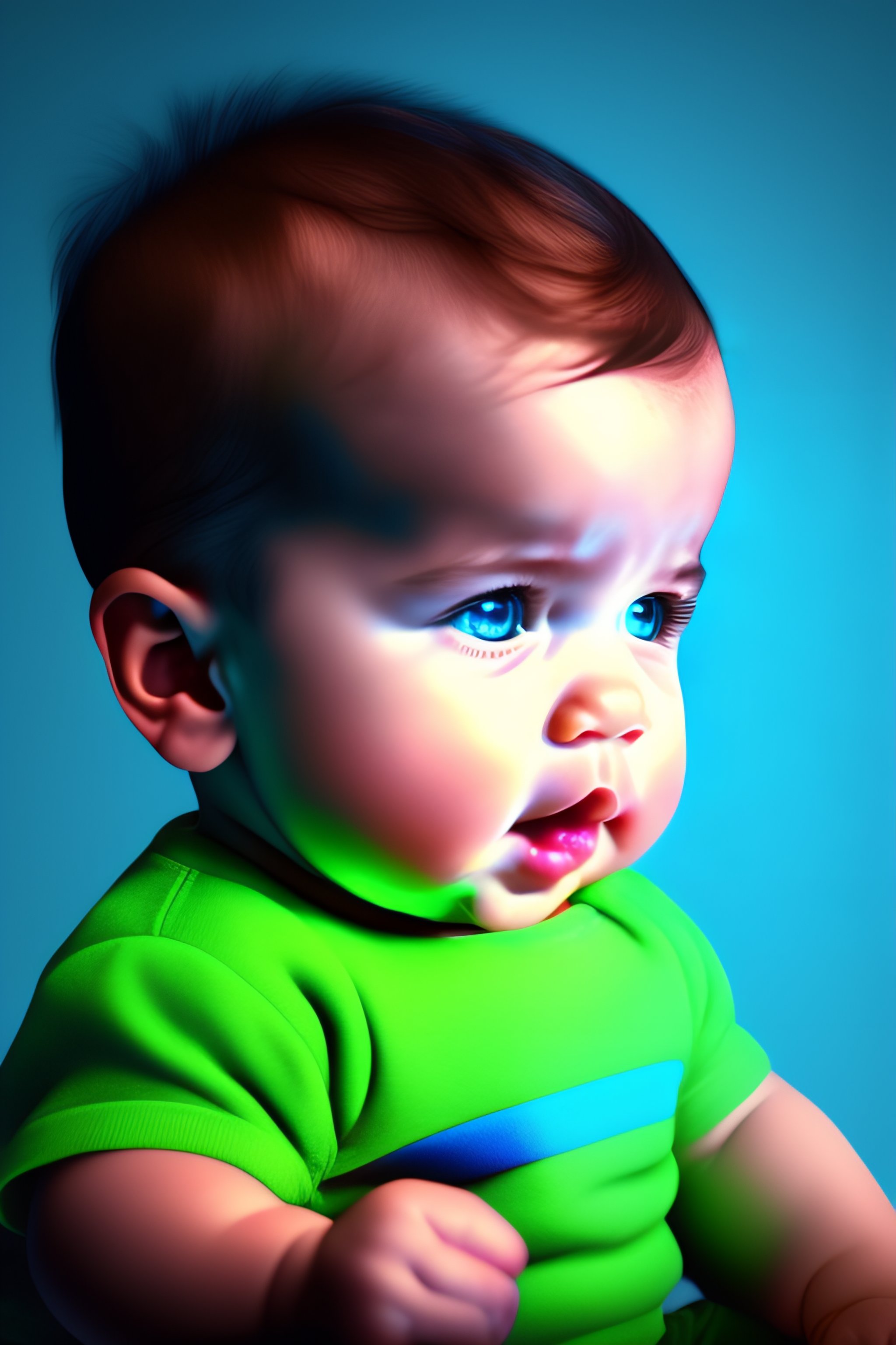 Lexica - 3D render of hulk as a baby with a deep blue backdrop with a ...