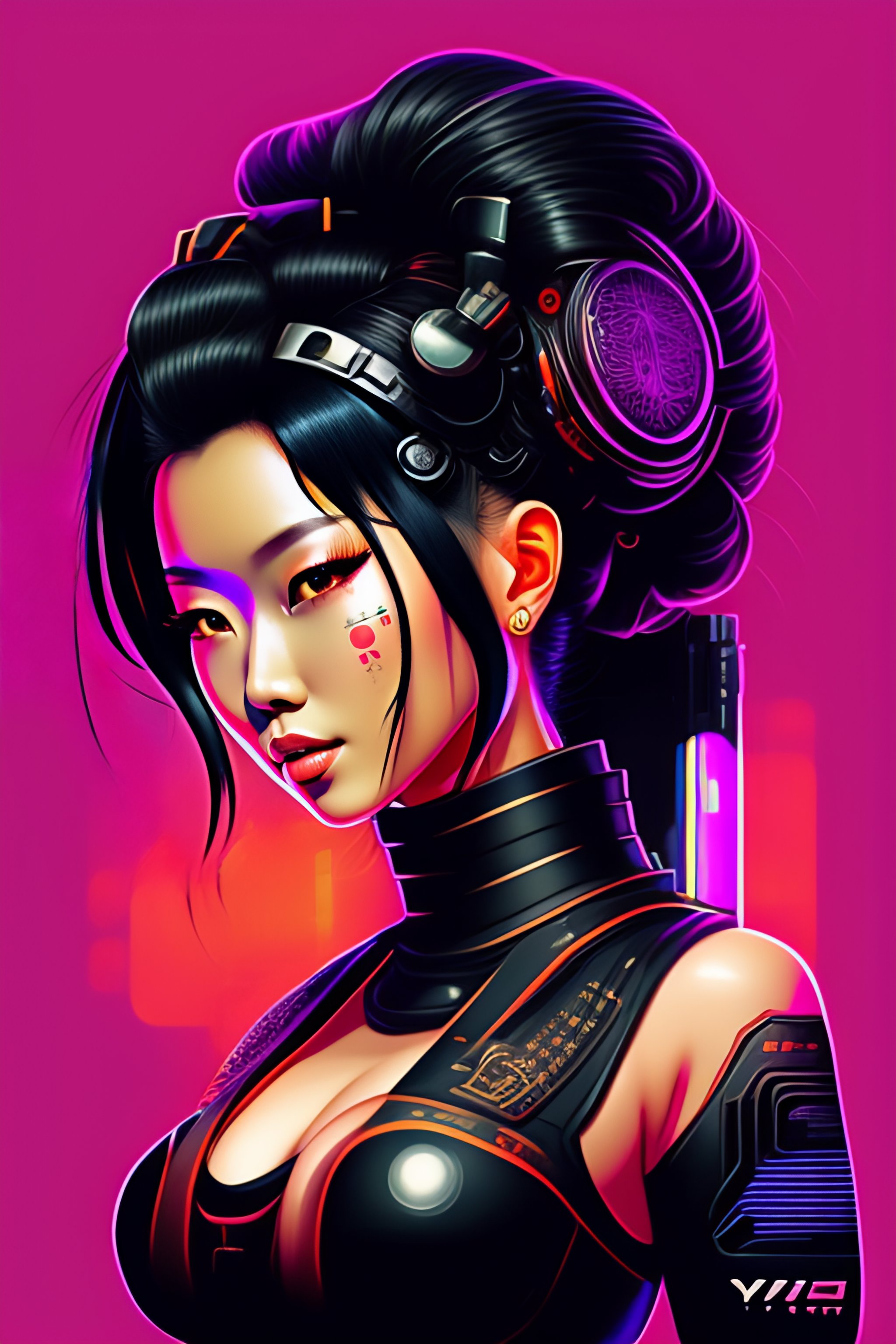 Lexica - Cyberpunk geisha cyborg logo by yoh yoshinari t shirt design ...